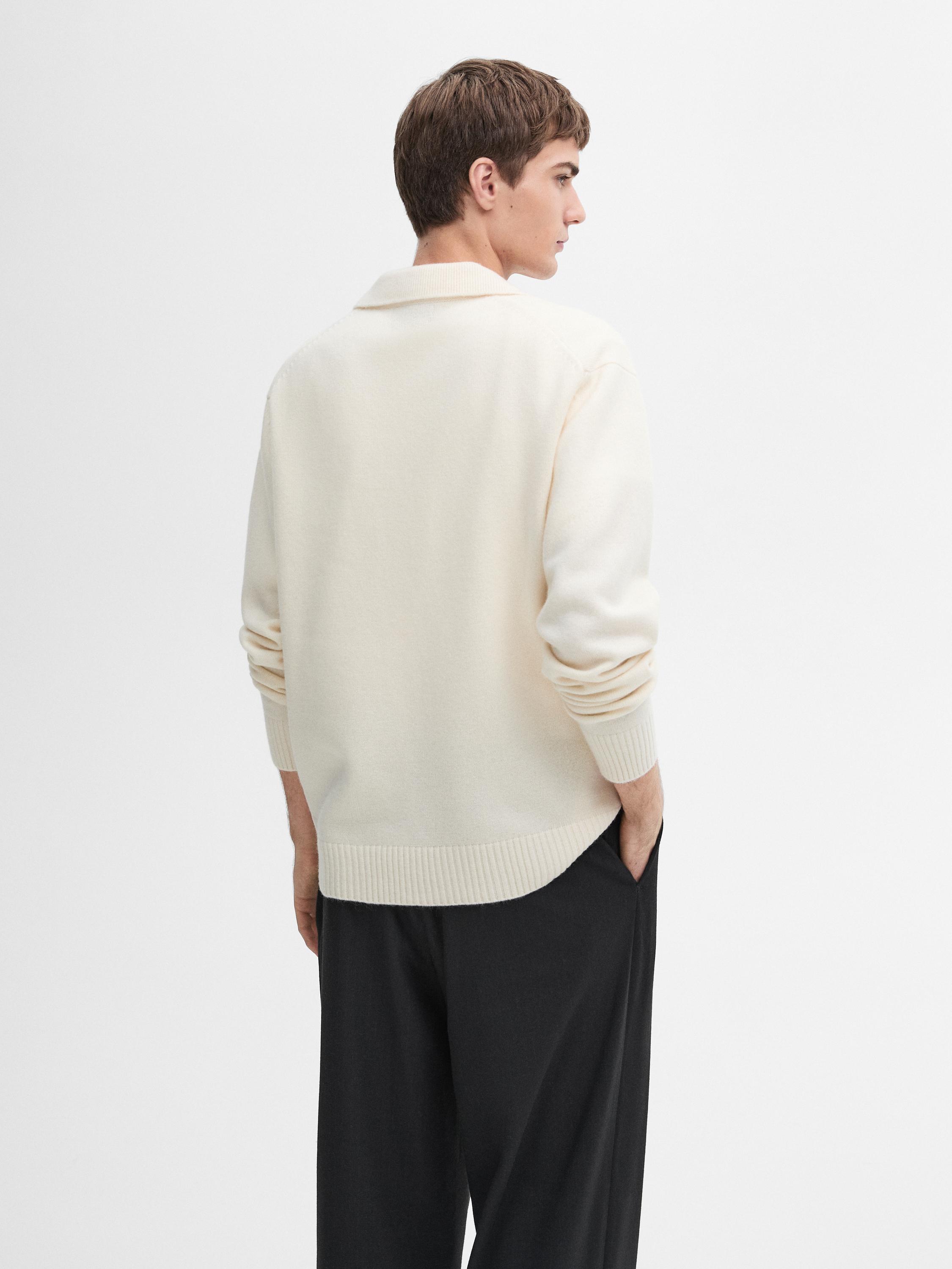 100% wool knit polo sweater