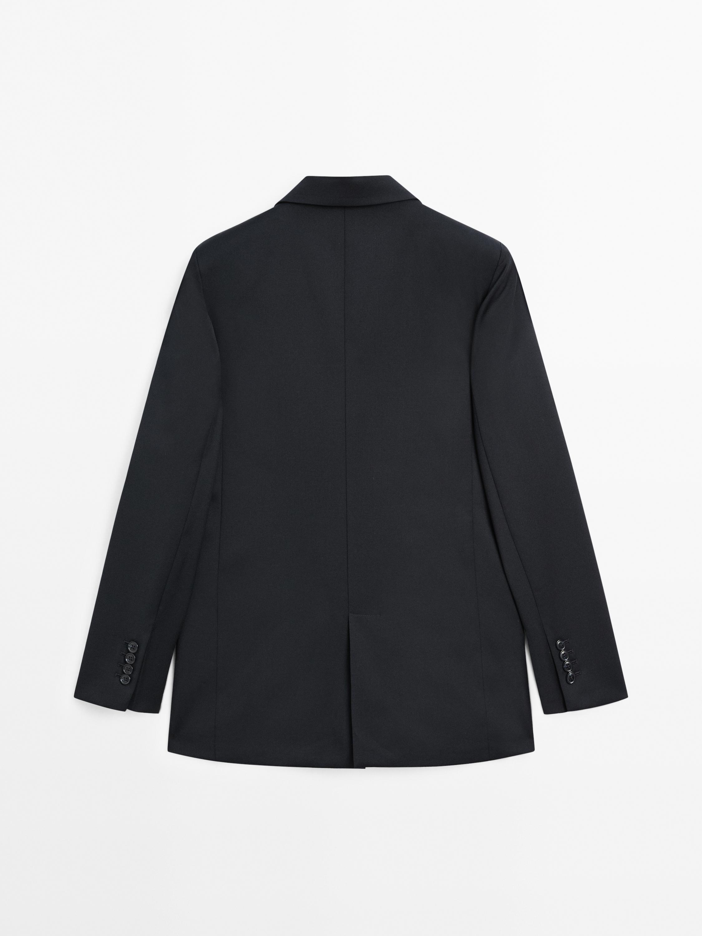 100% extra fine wool two-button blazer — NAVY BLUE