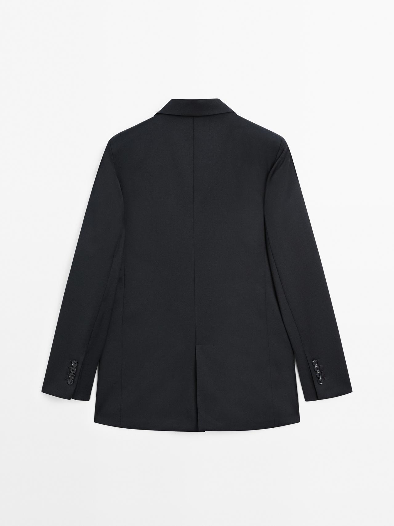 100% extra fine wool two-button blazer — NAVY BLUE