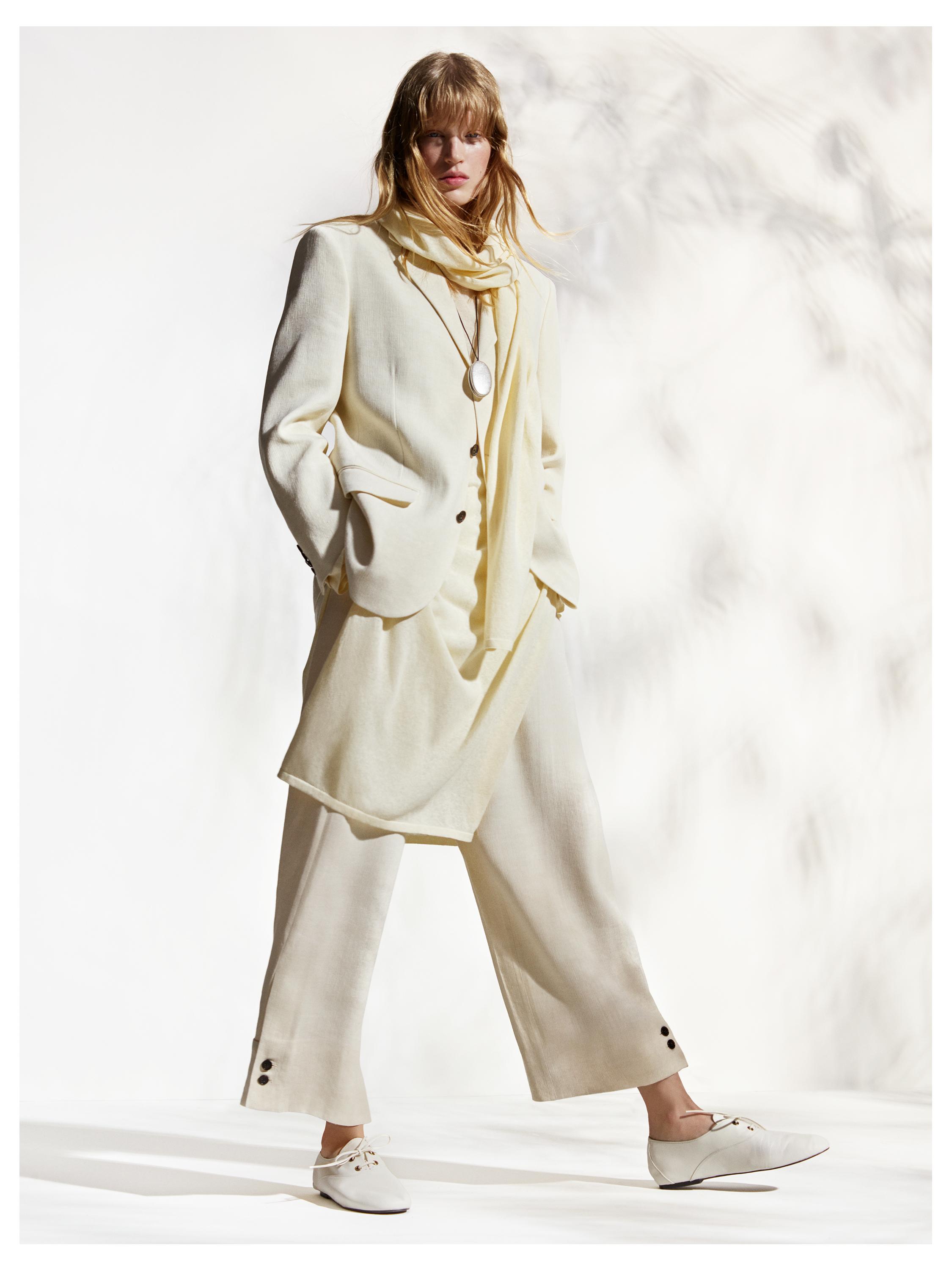 Linen blend suit blazer — CREAM