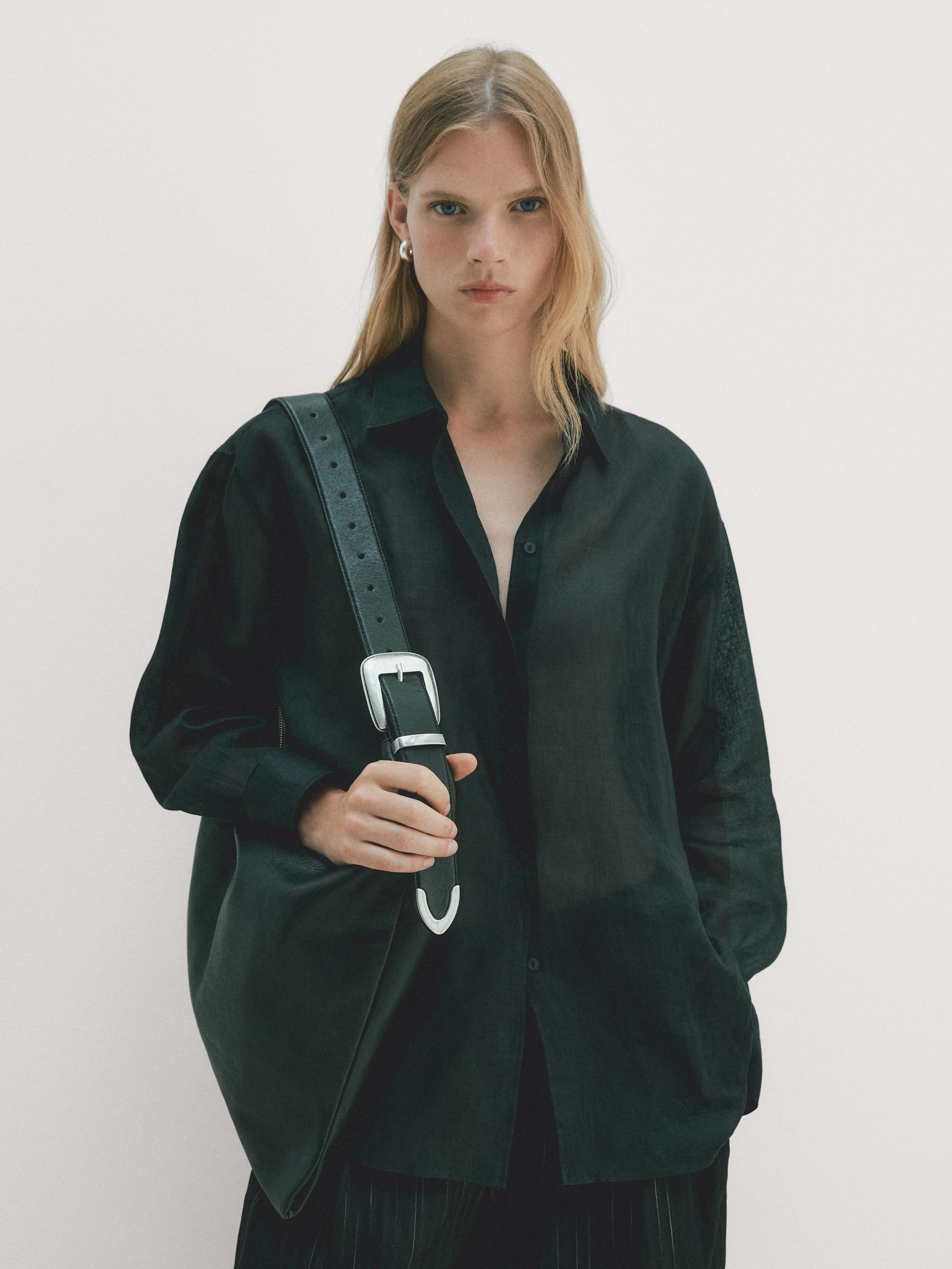 Maxi Borsa In Pelle Nappata - Nero - 01 - Massimo Dutti - Femminile