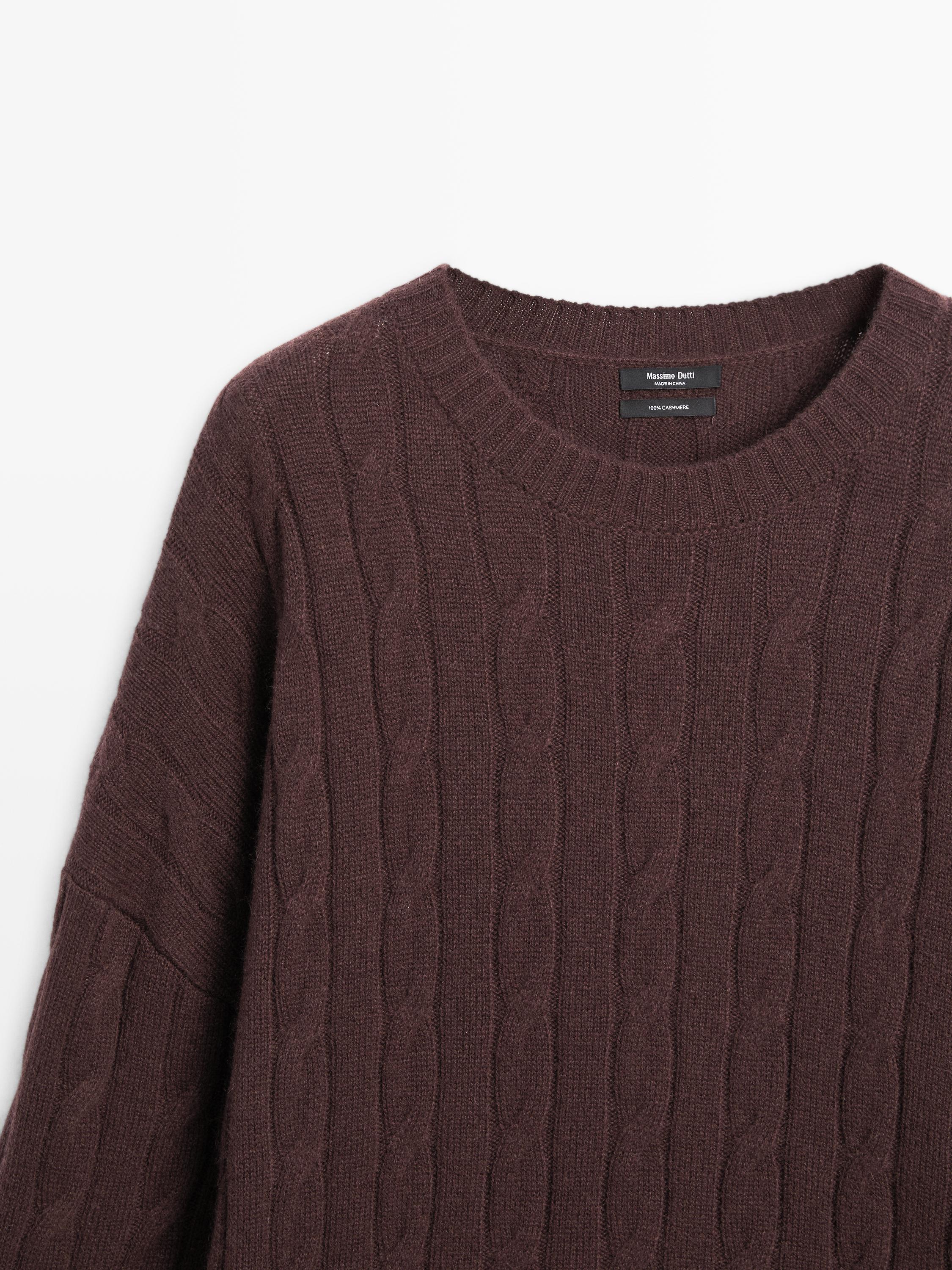100% cashmere cable-knit sweater — MAROON