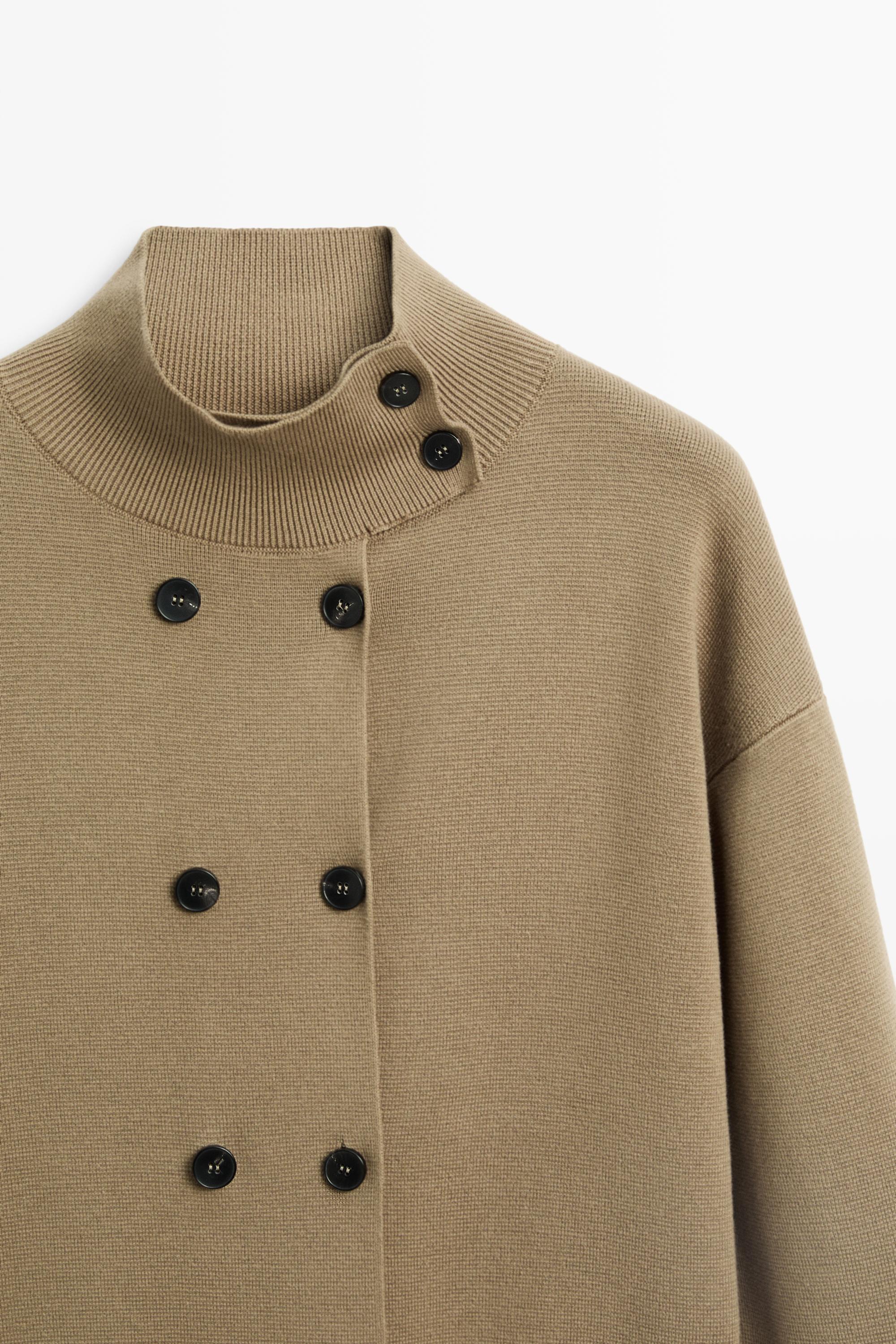 100% cotton double-breasted cardigan — Washed
