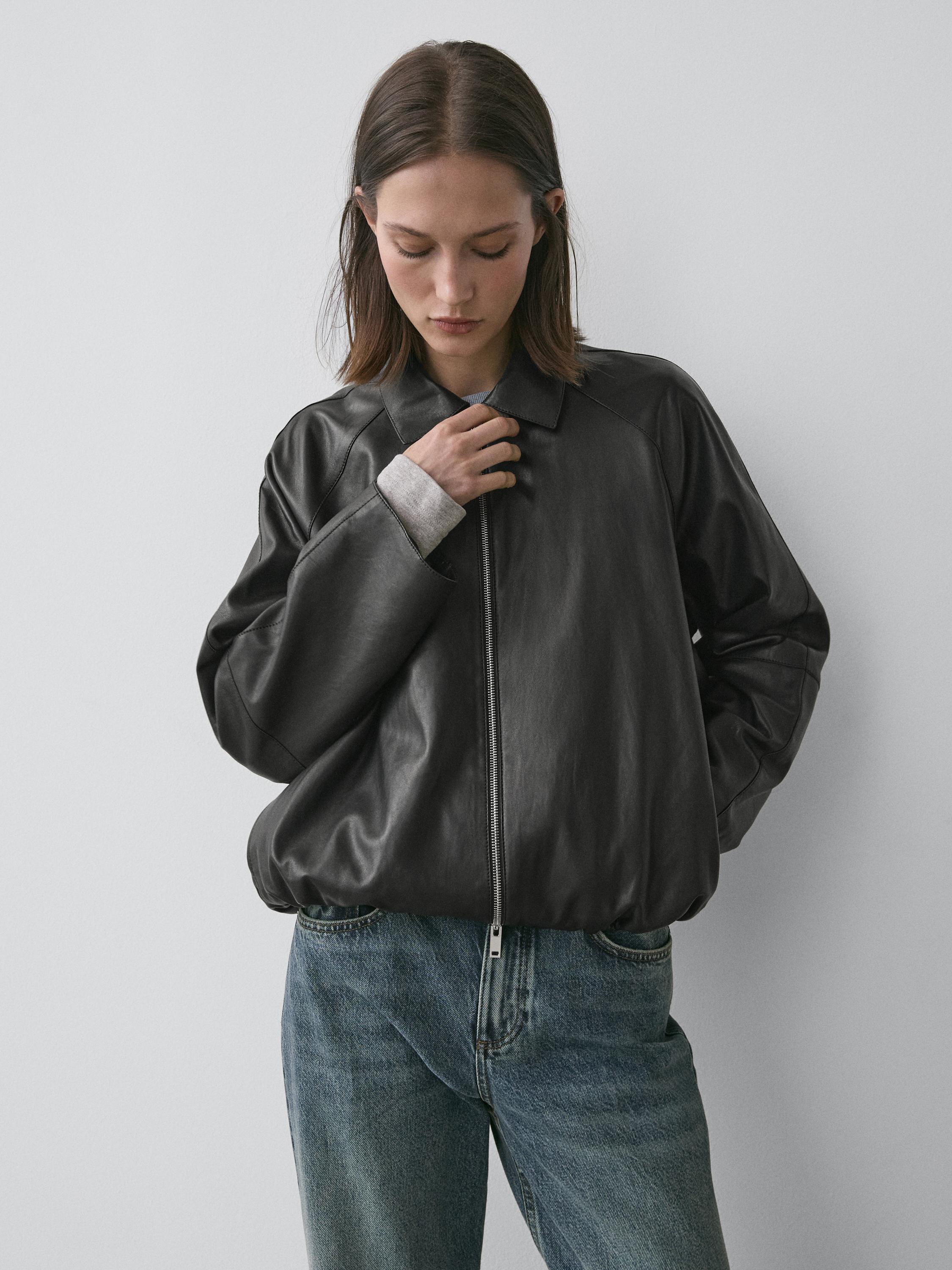 Oversize nappa leather jacket