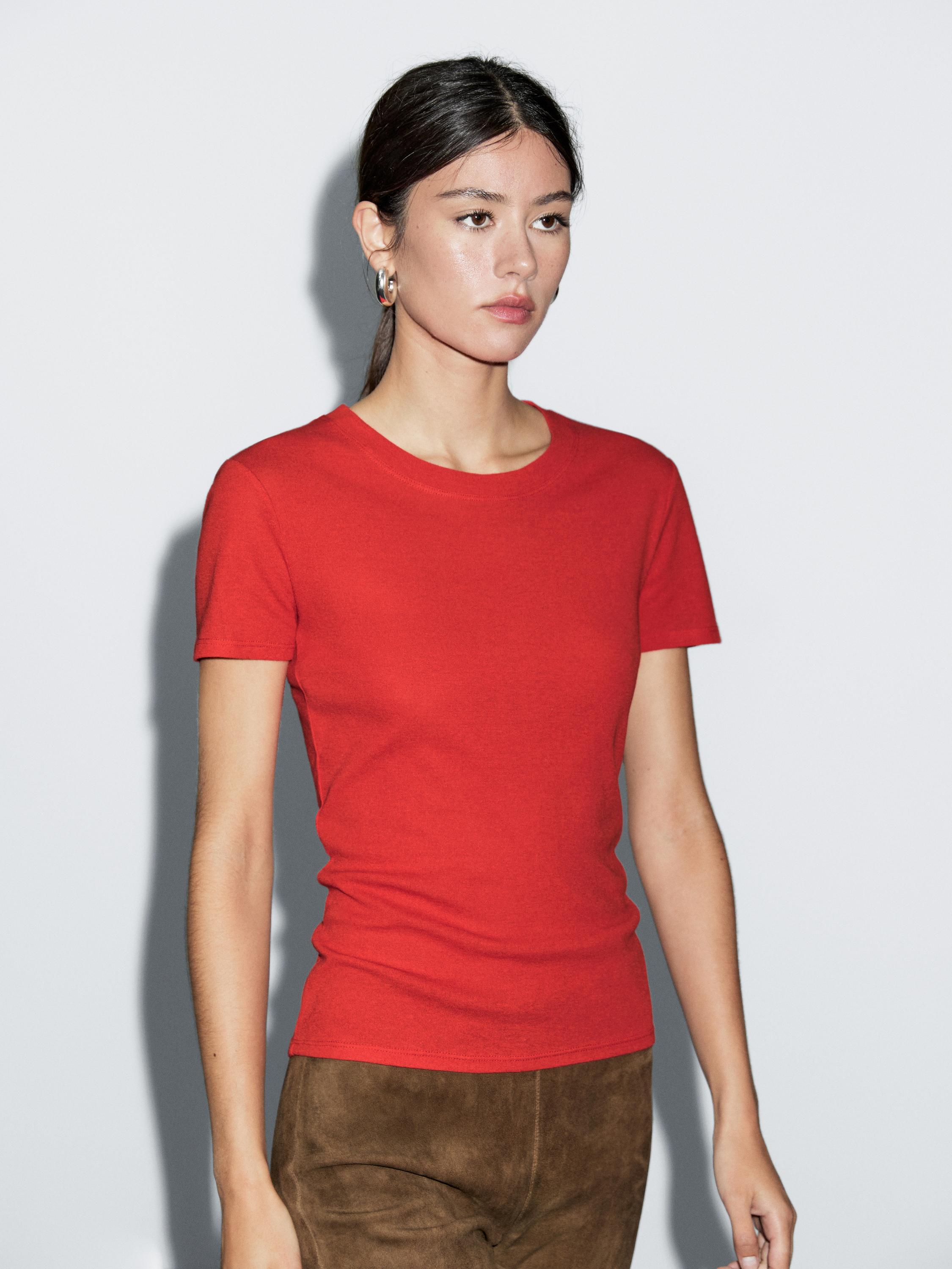 Textured crepe-effect cotton T-shirt