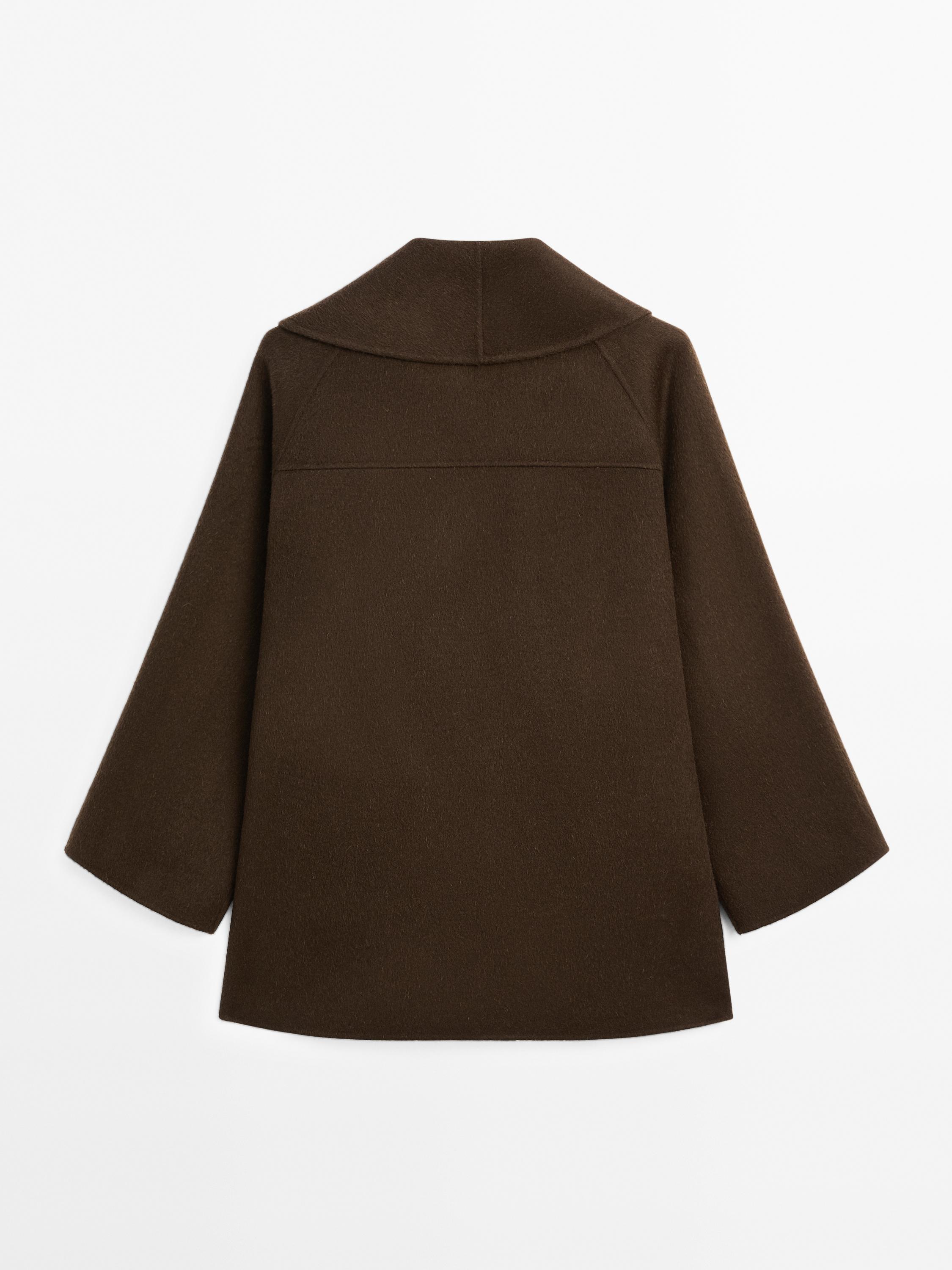 Manteau cache-cœur col smoking en laine mélangée