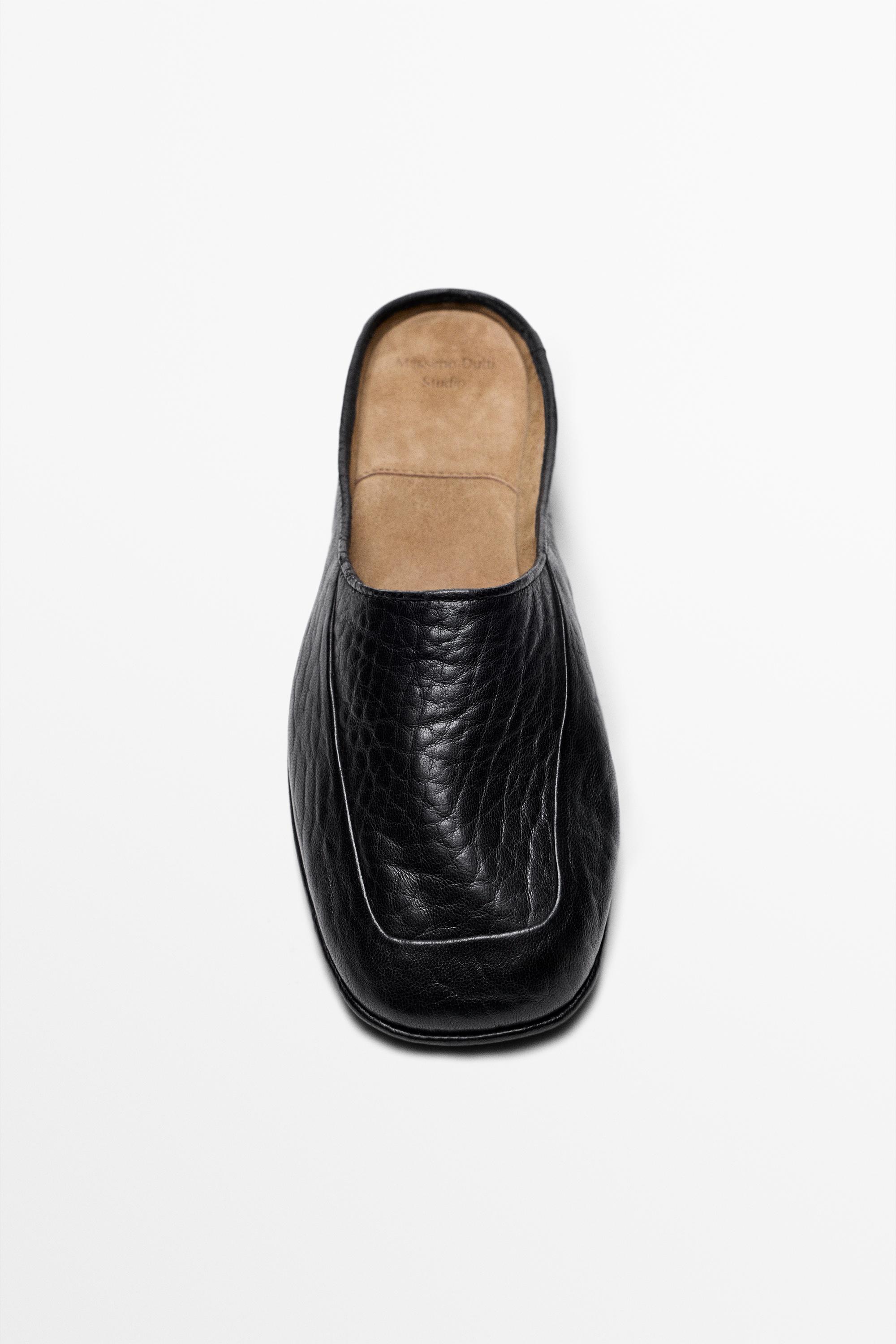 Soft leather mules - STUDIO — BLACK