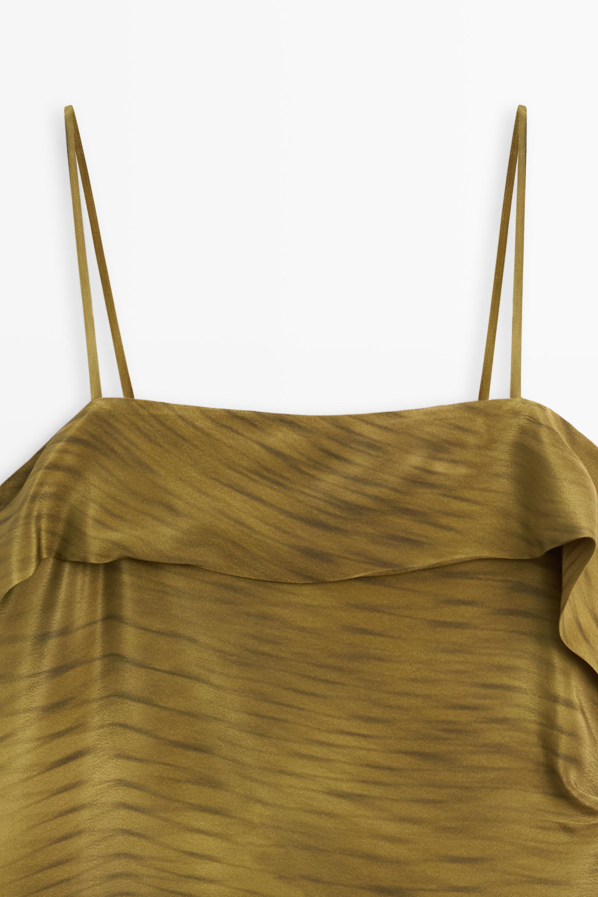 Asymmetric strappy top with draped detail — KHAKI GREEN