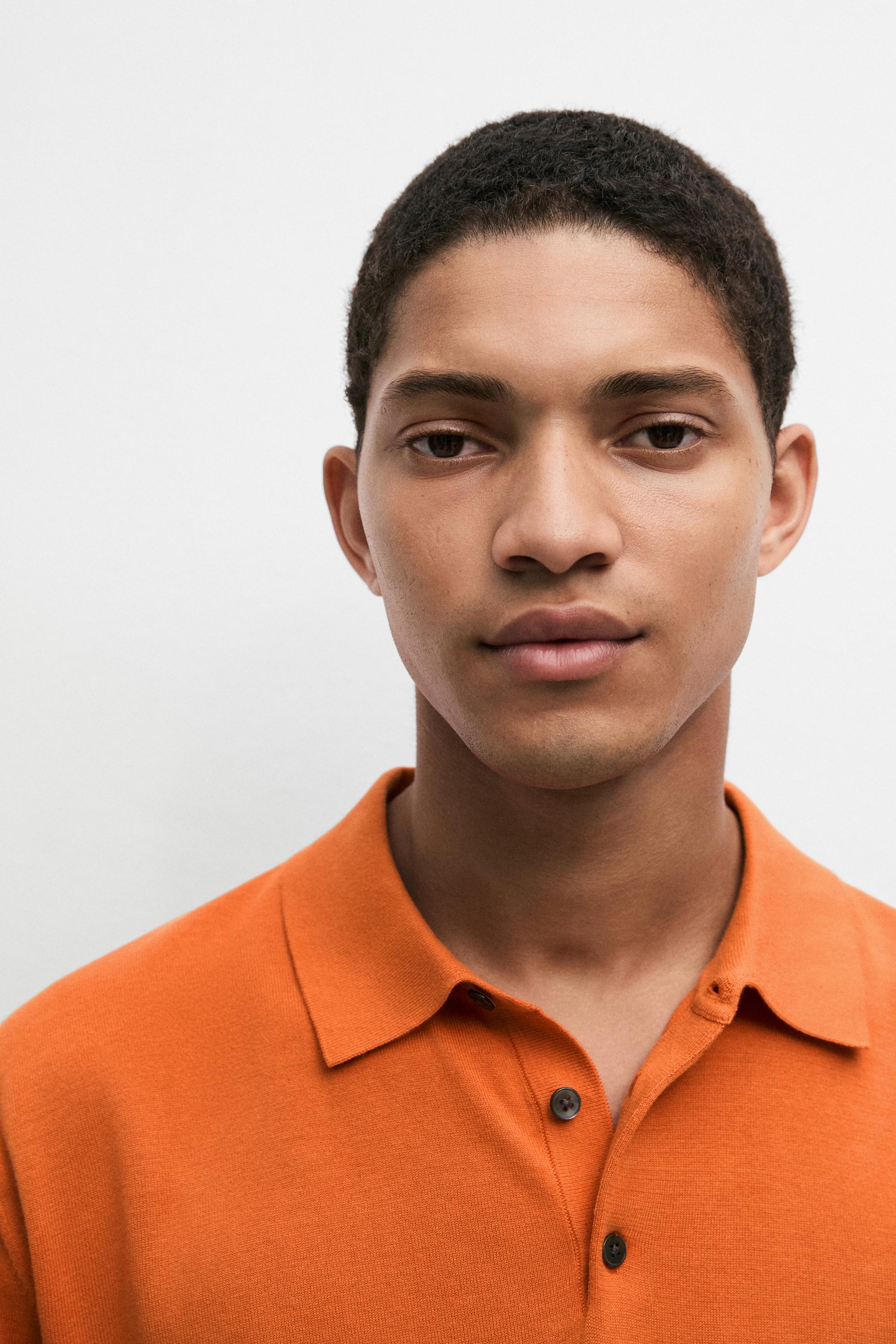 100% Cotton Knit Polo Shirt — ORANGE