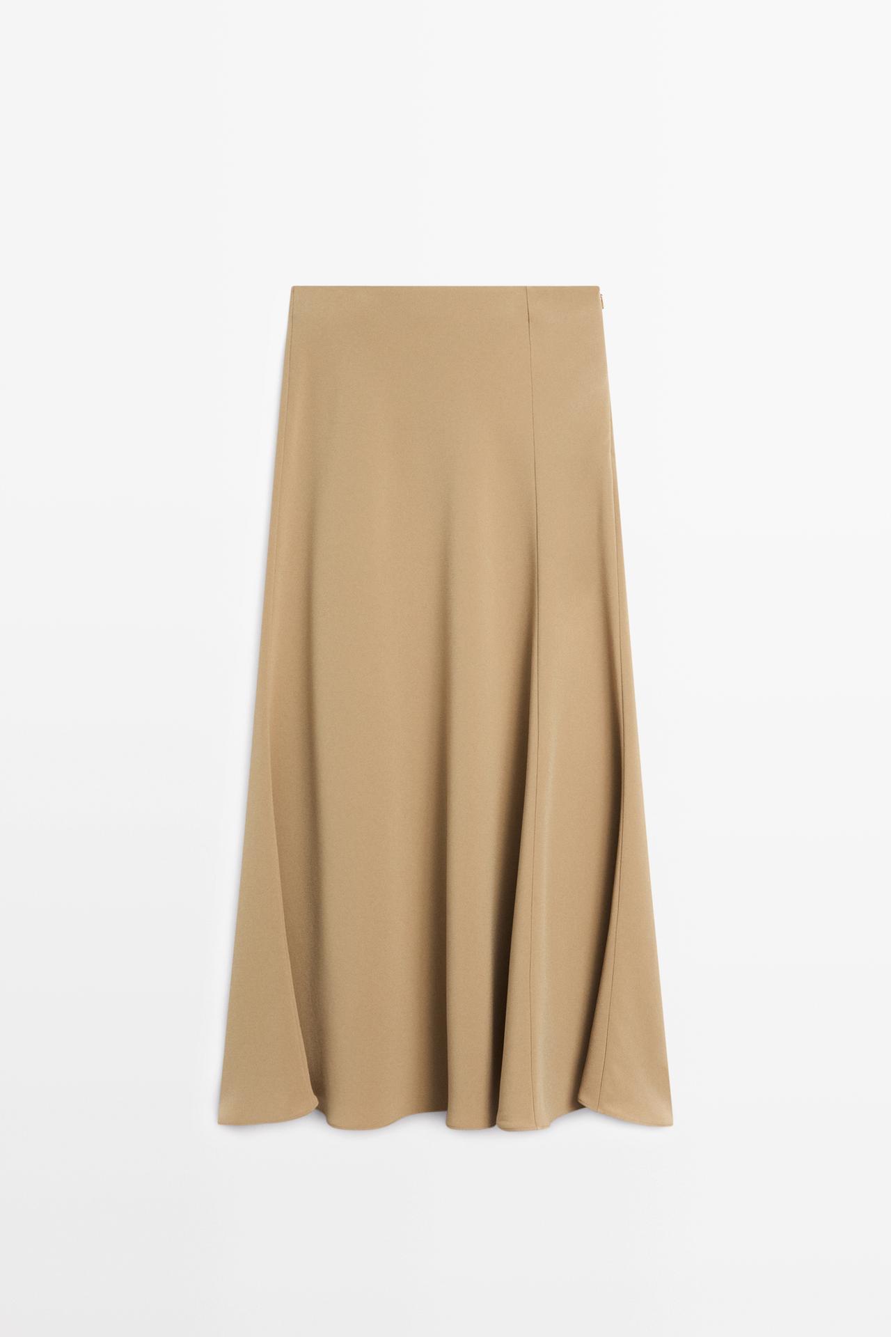 Flowing flared midi skirt - STUDIO — Caramel