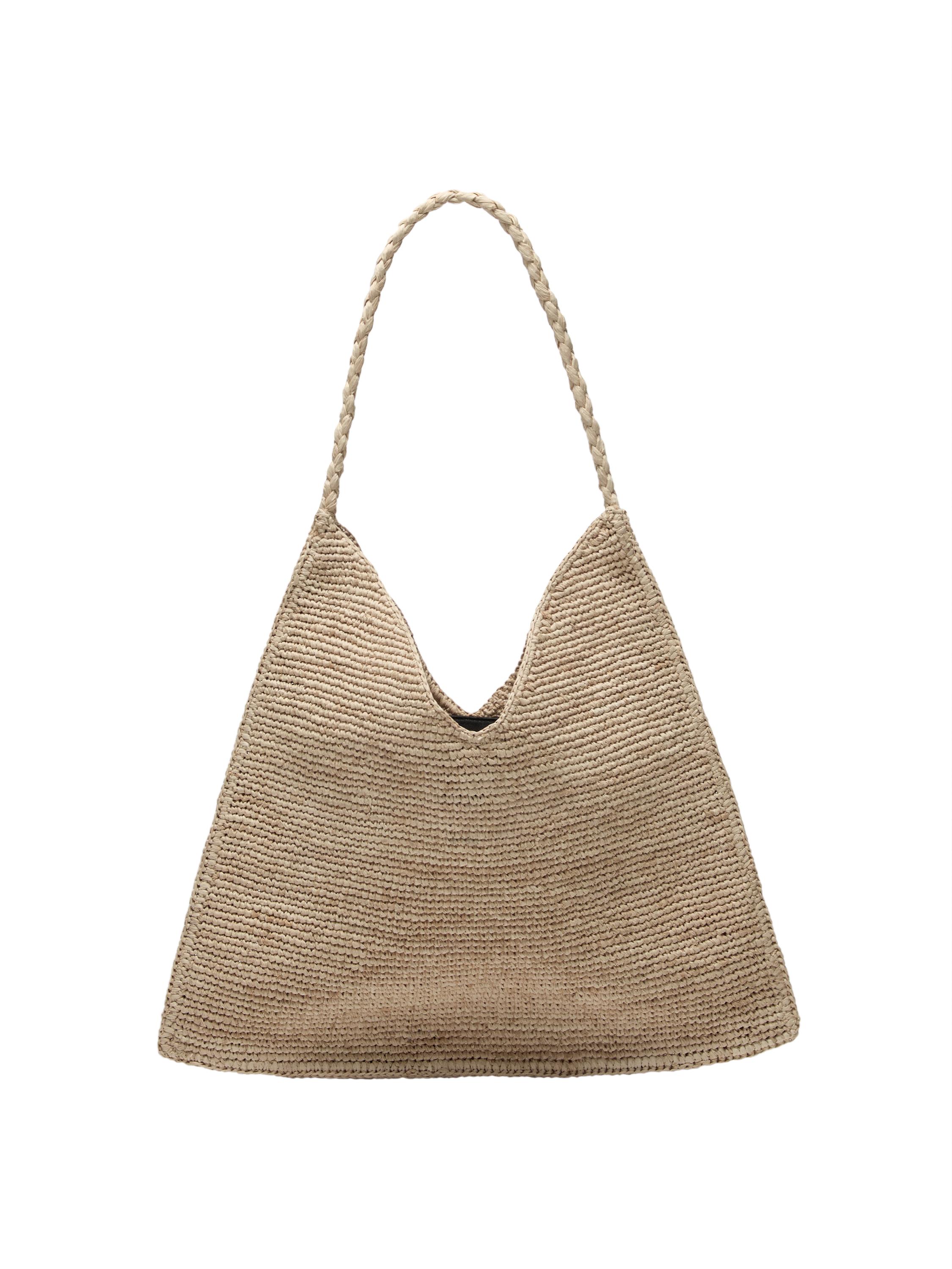 Raffia tote bag · Beige · Leather Outerwear Massimo Dutti