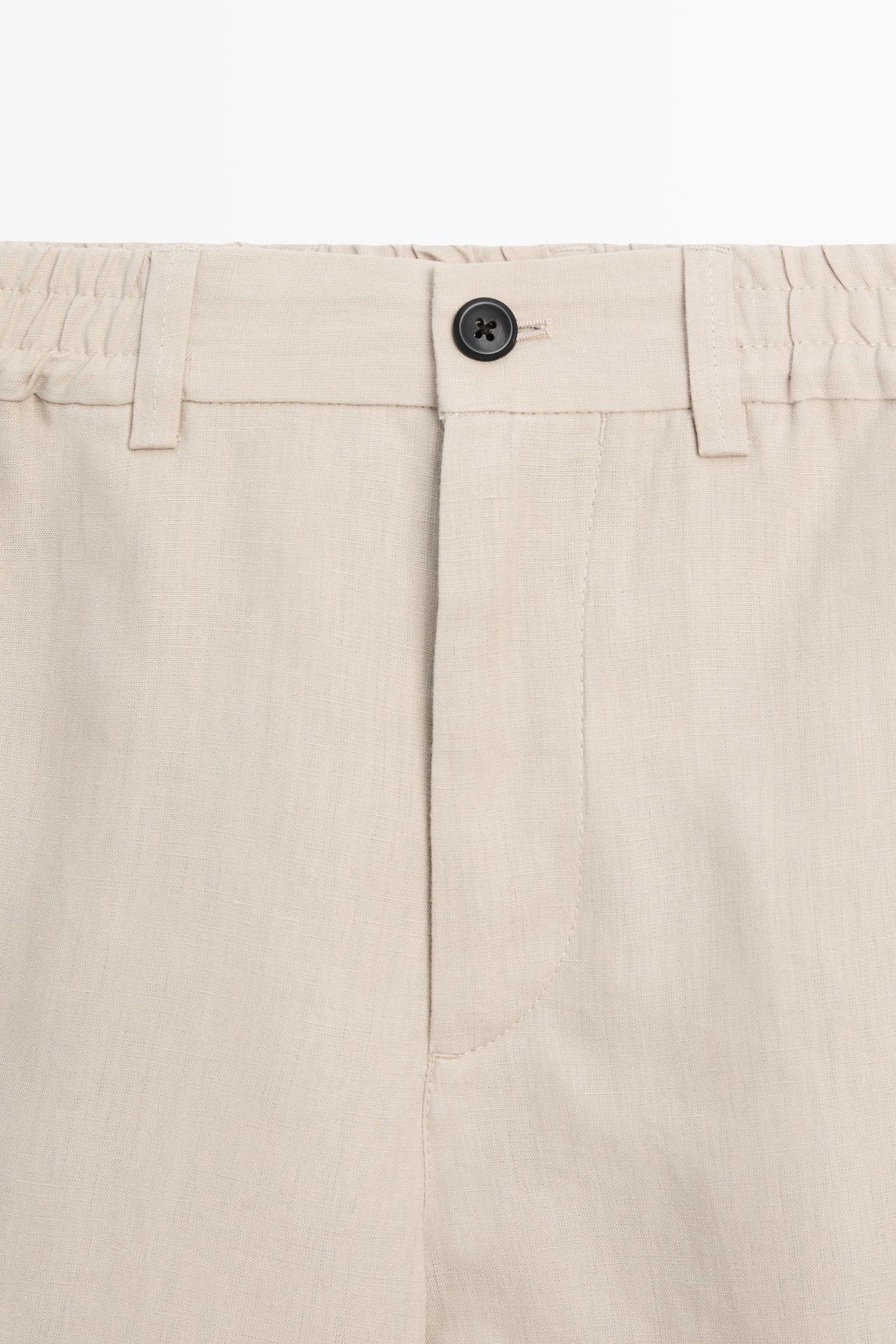 100% linen short Bermuda shorts — BEIGE