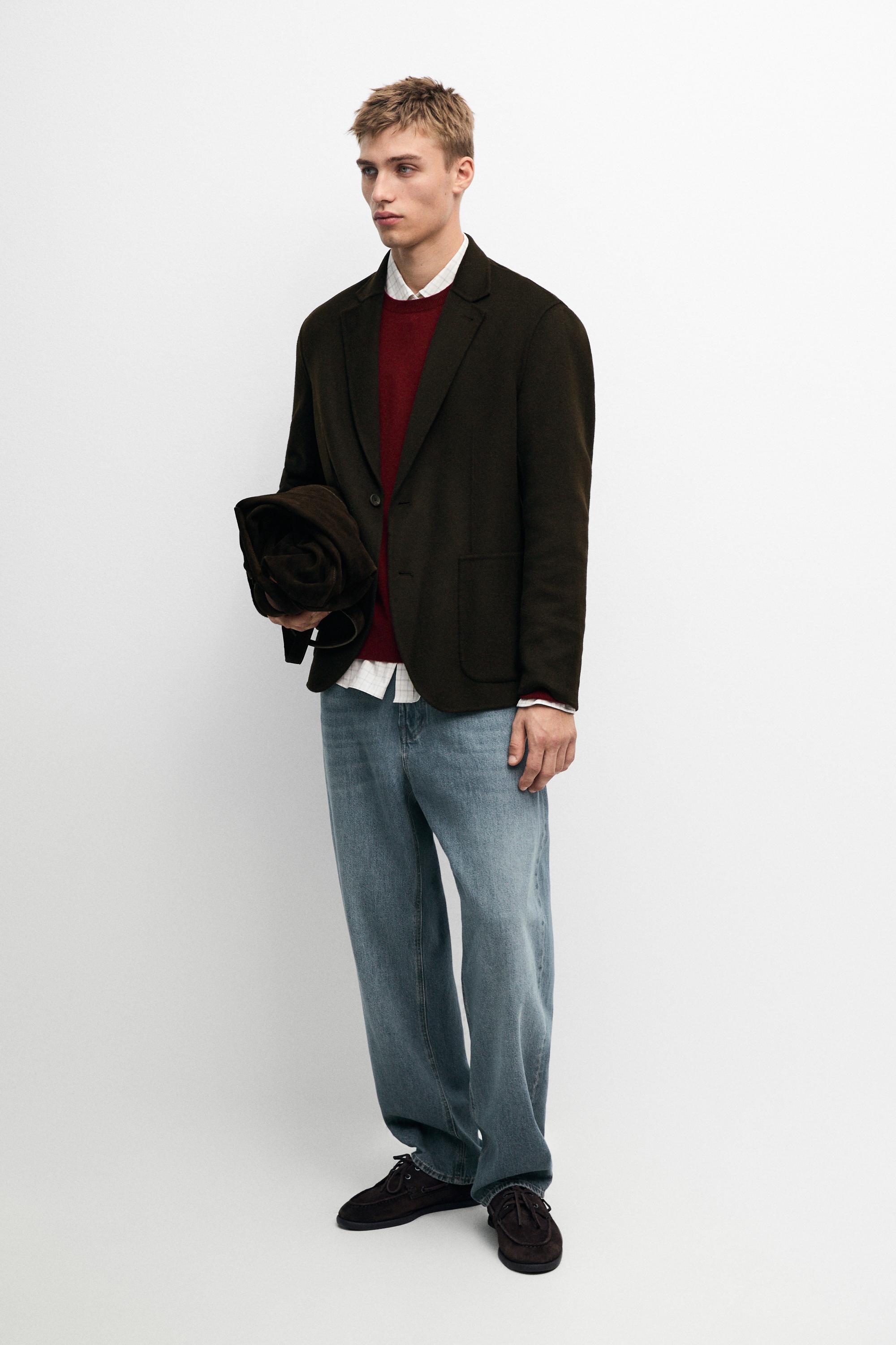 Double-layer wool blend blazer — Chocolate