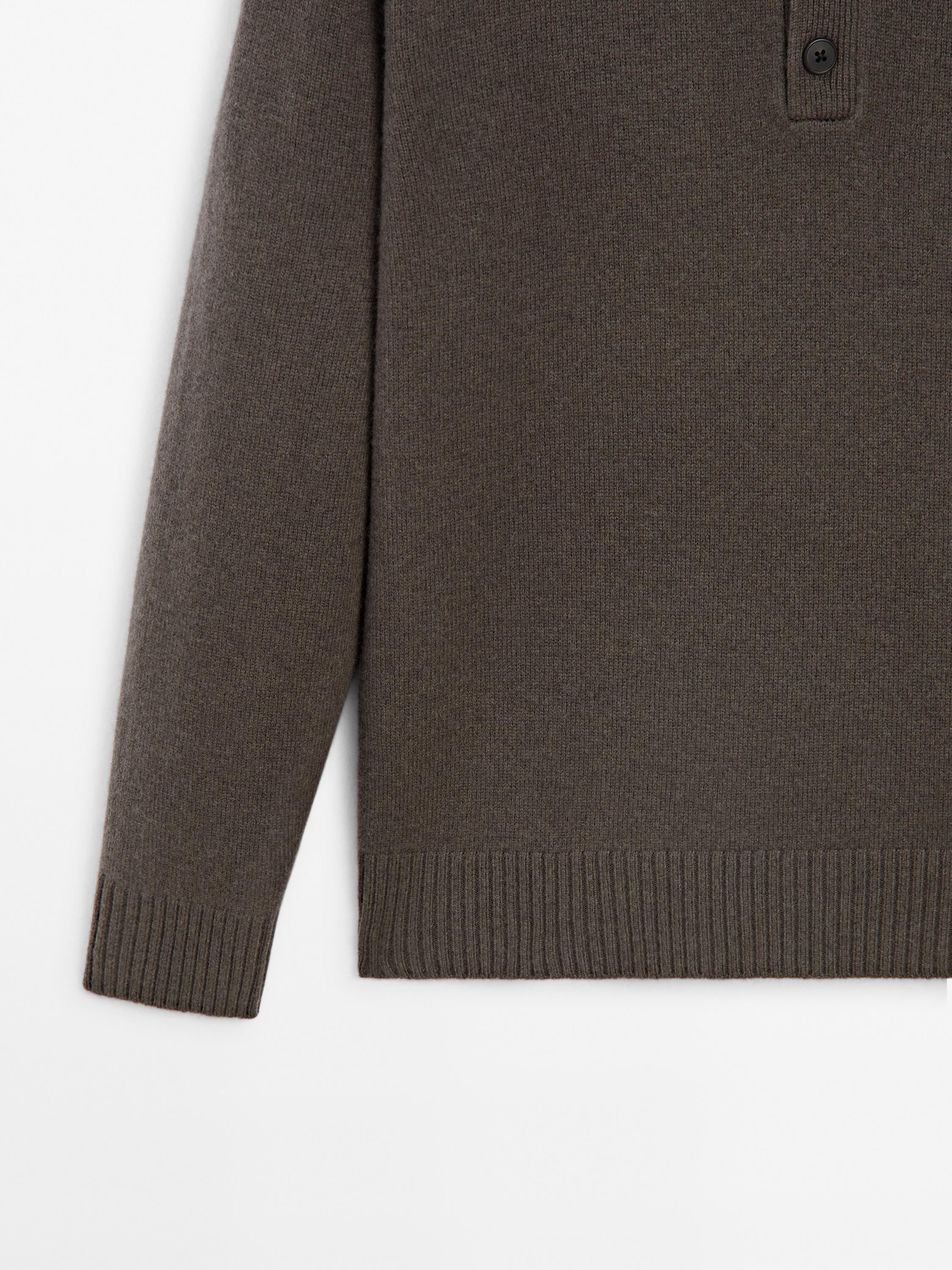 100% wool knit polo sweater