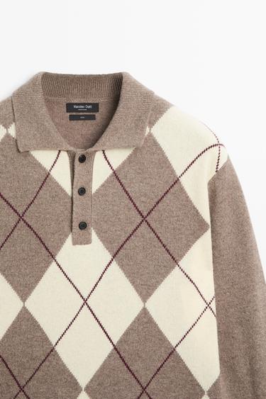 Diamond knit polo sweater — MINK 4