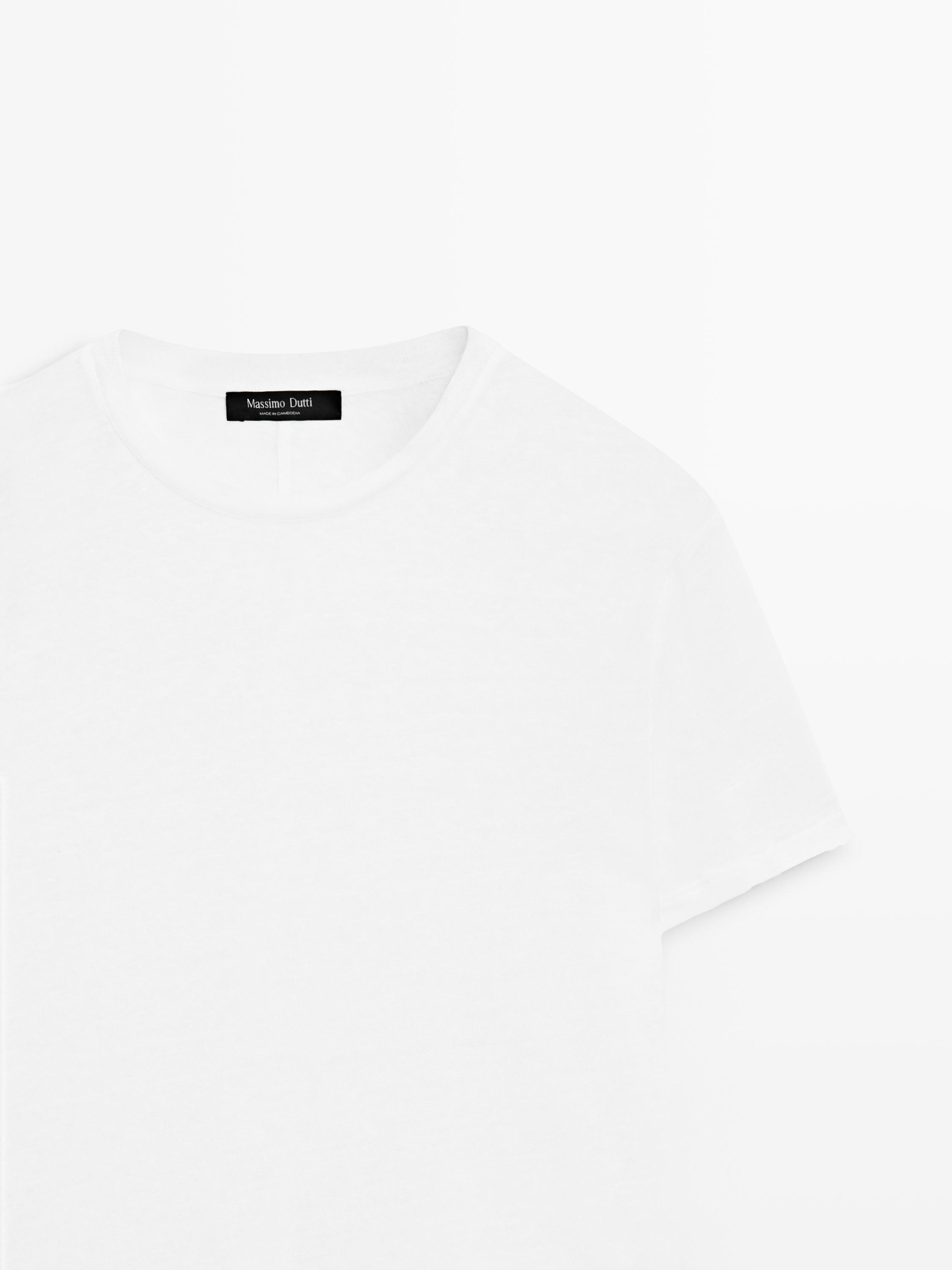100% linen short sleeve T-shirt — Off white