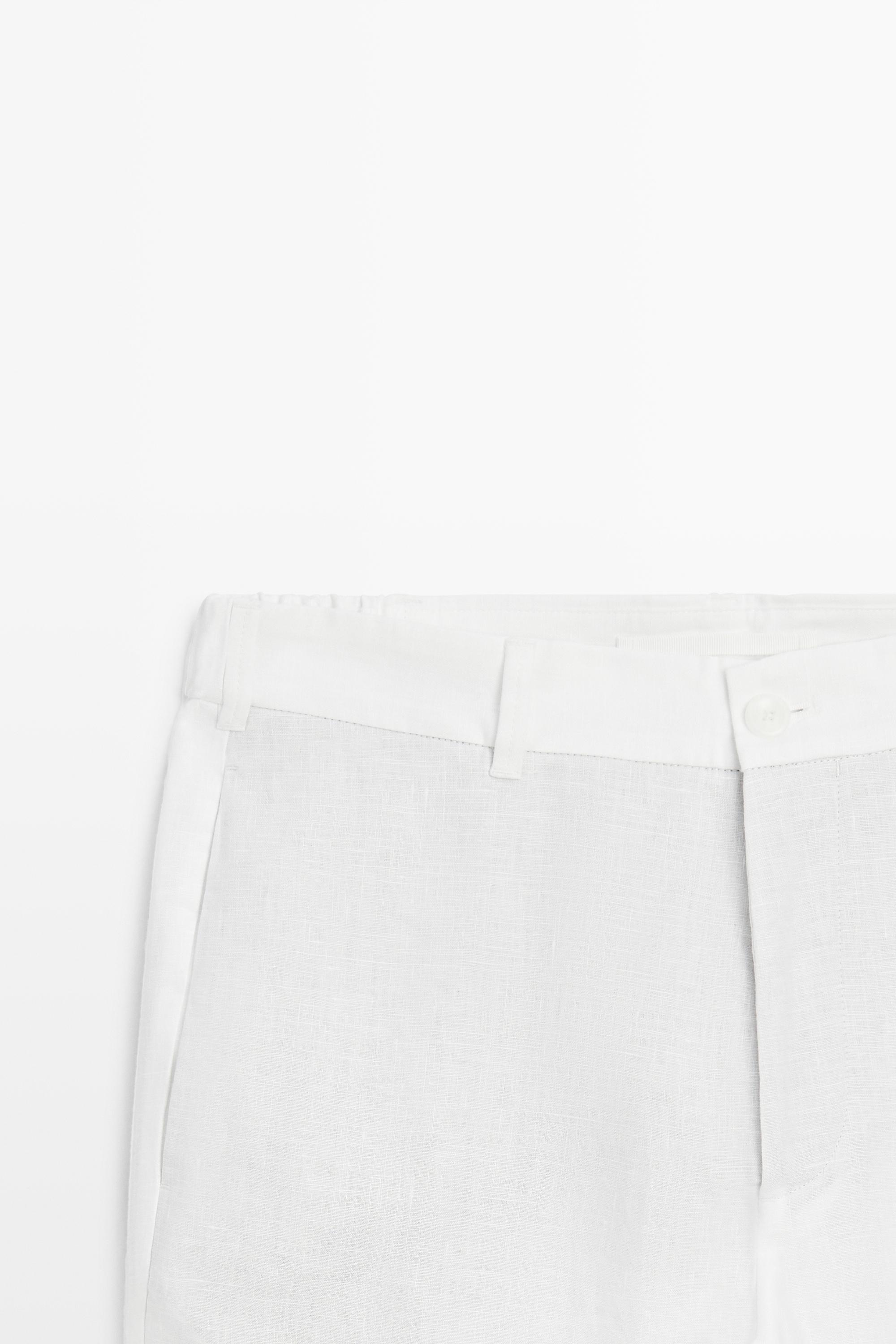 Tapered fit linen pants — WHITE
