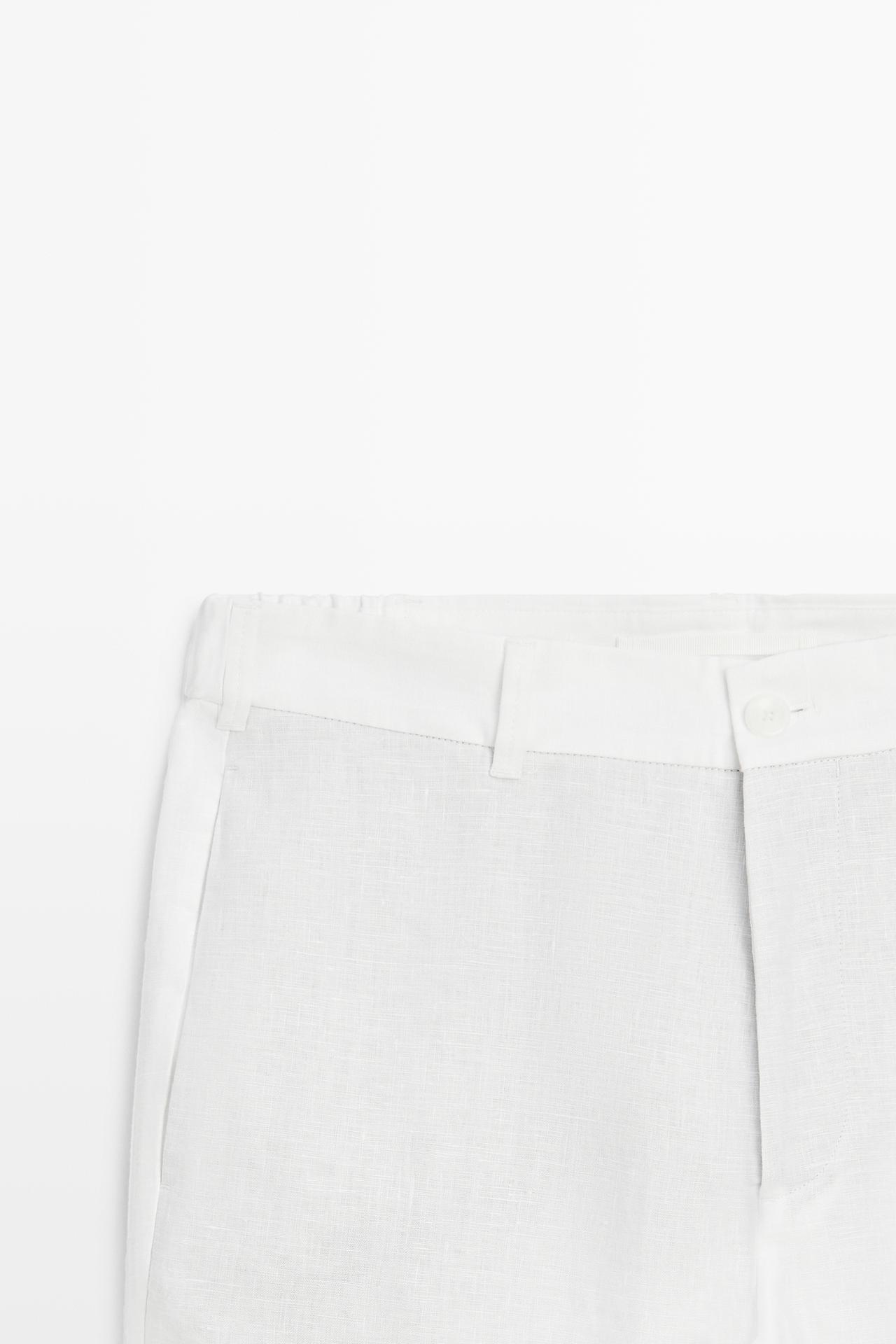 Tapered fit linen pants — WHITE