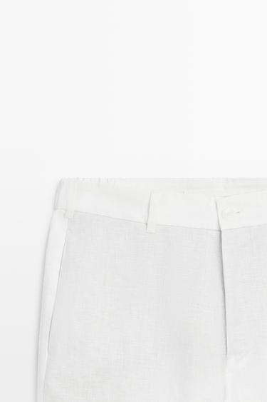 Tapered fit linen pants — WHITE 4