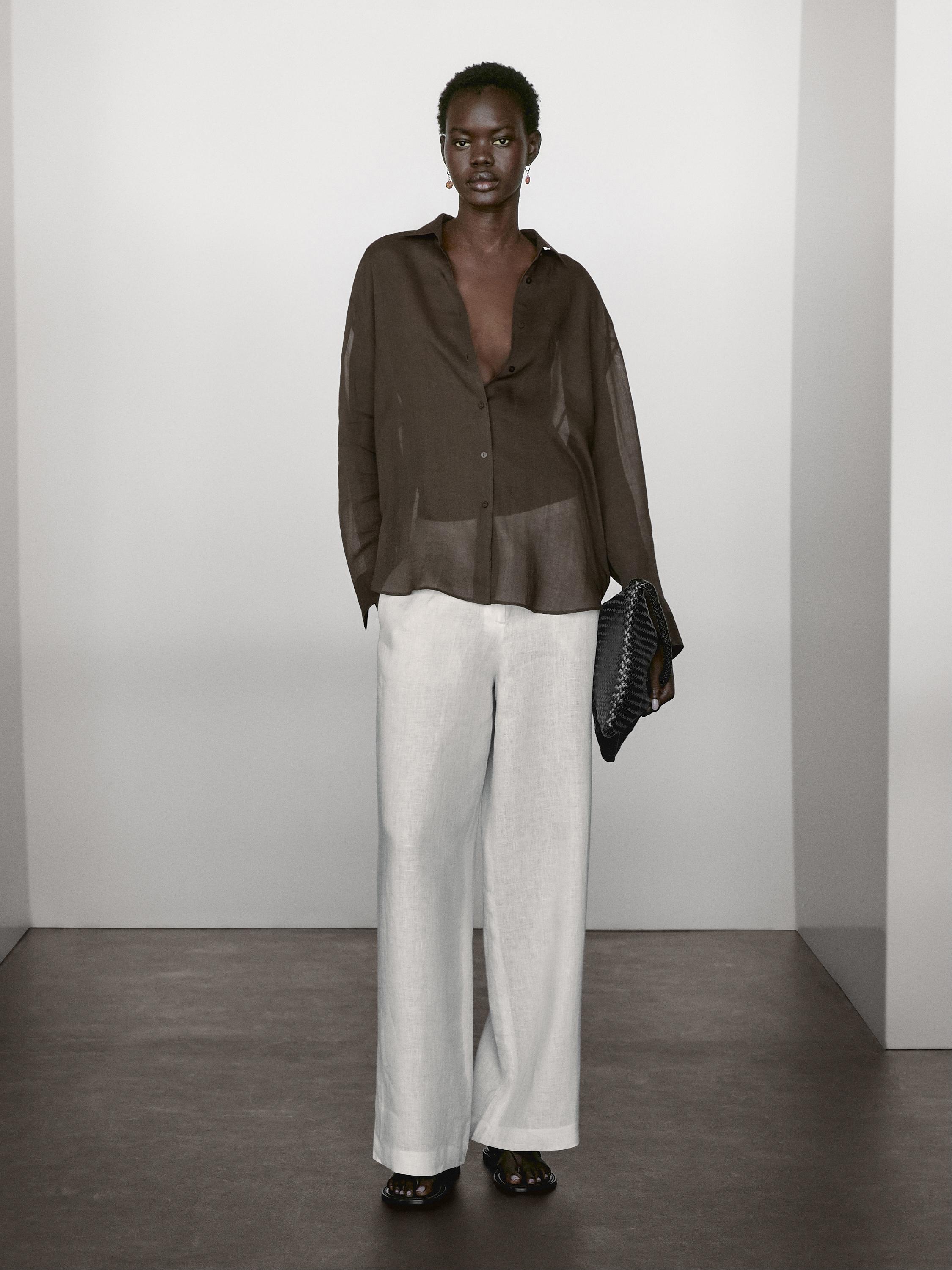 Flowing ramie blend shirt
