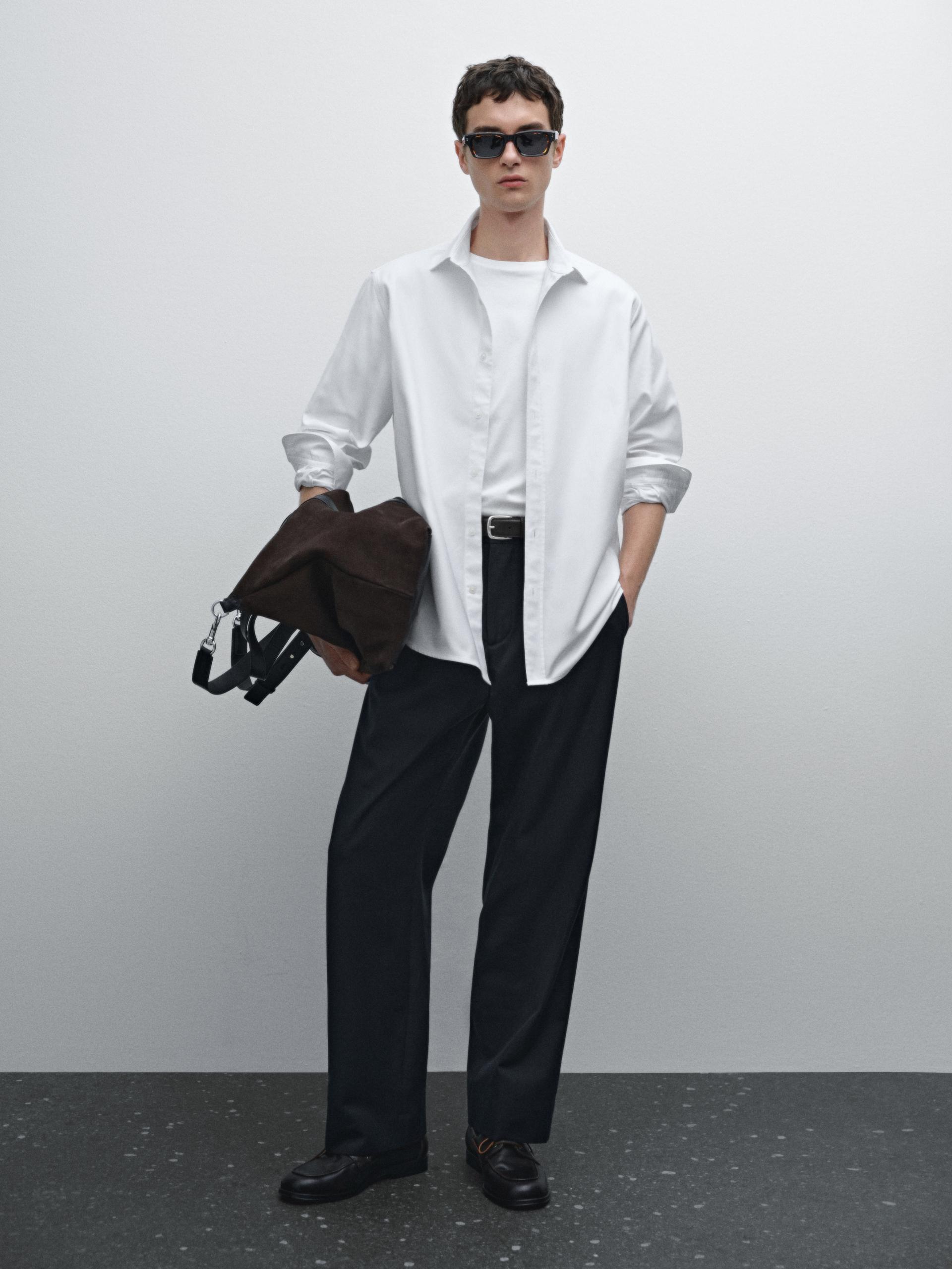Chemise Slim Texturée 100 % Coton - Blanc - S - Massimo Dutti - Homme