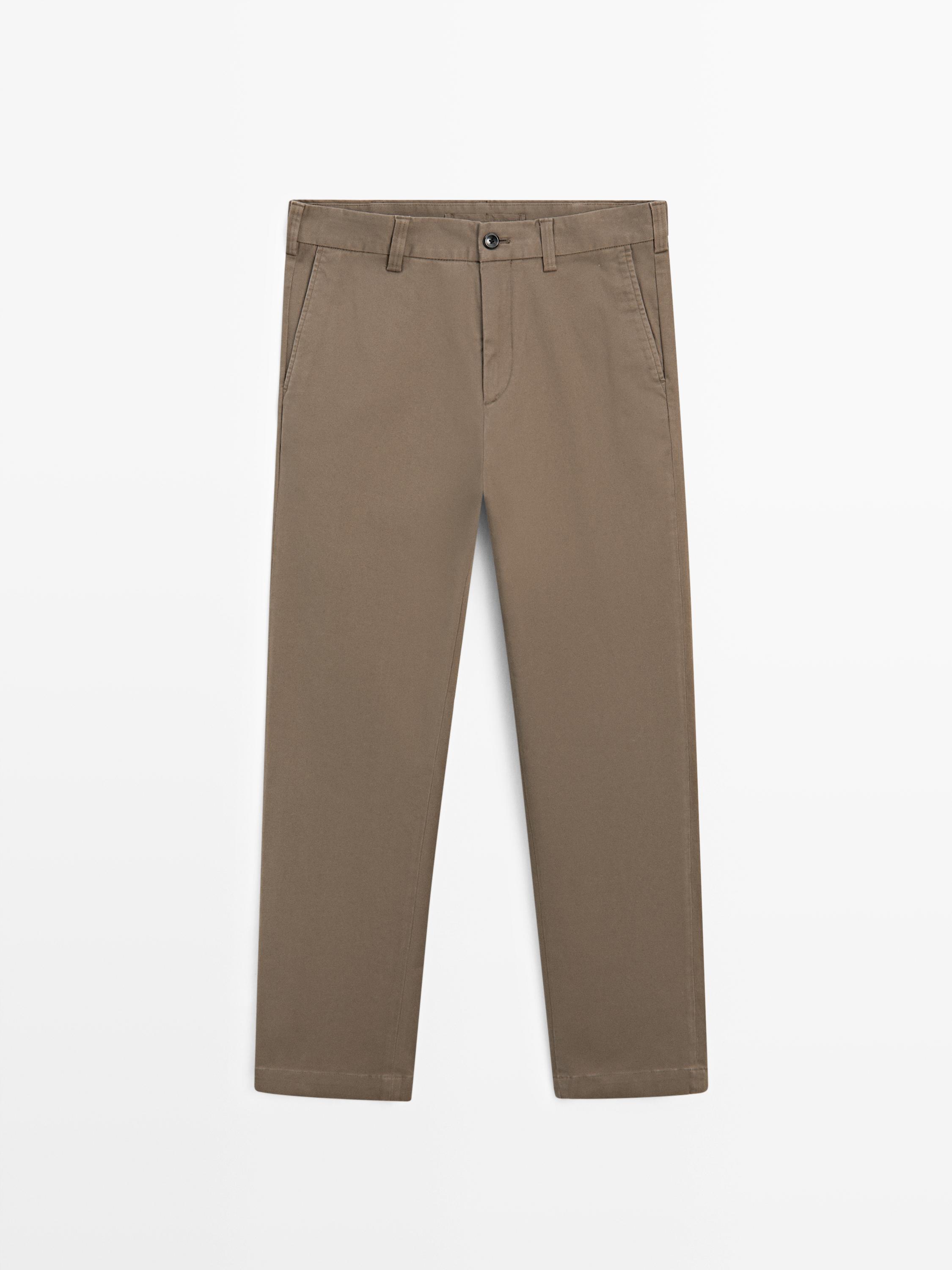 Tapered fit micro textured trousers — MINK