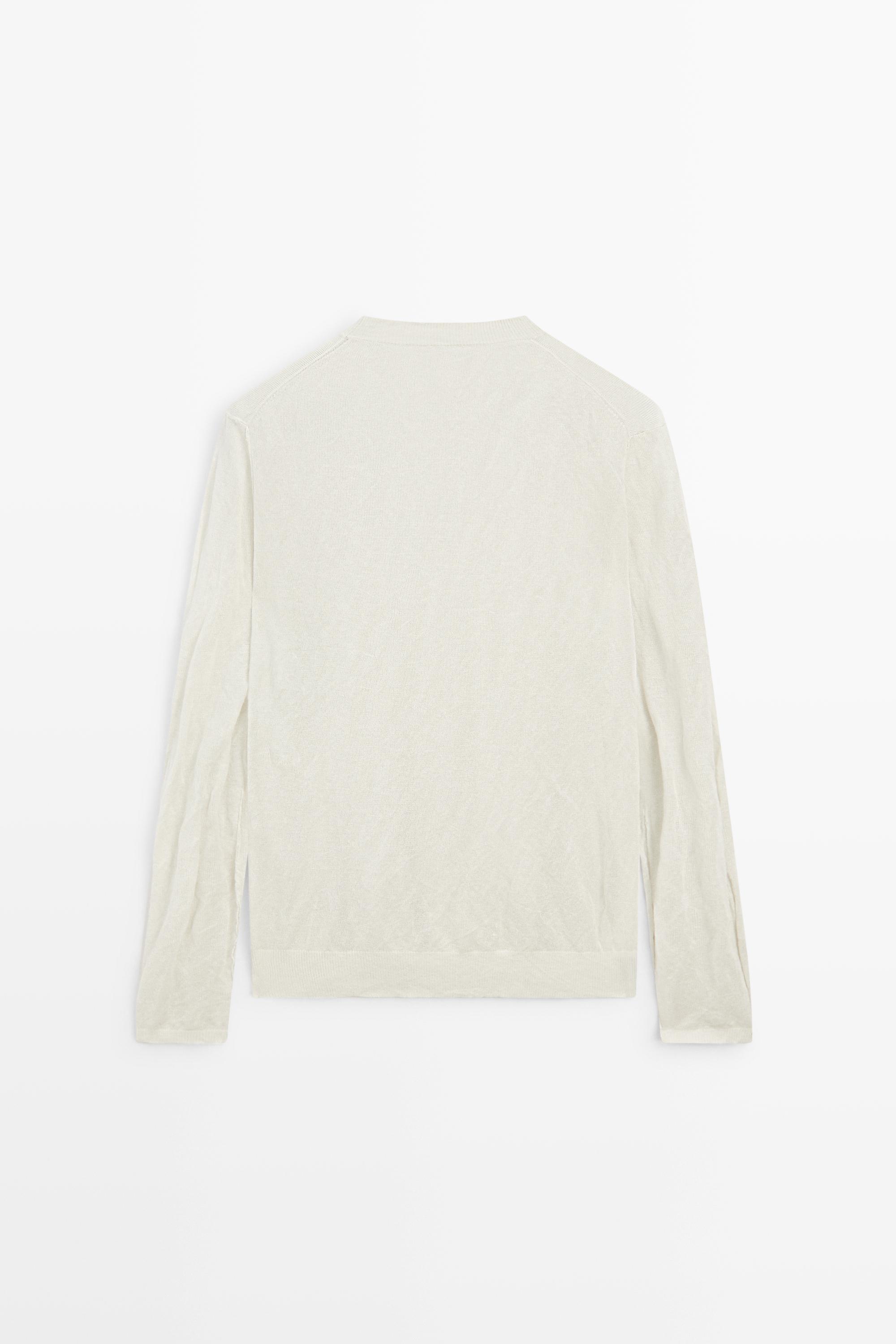 Long sleeve fine knit sweater - STUDIO — OLD SILVER