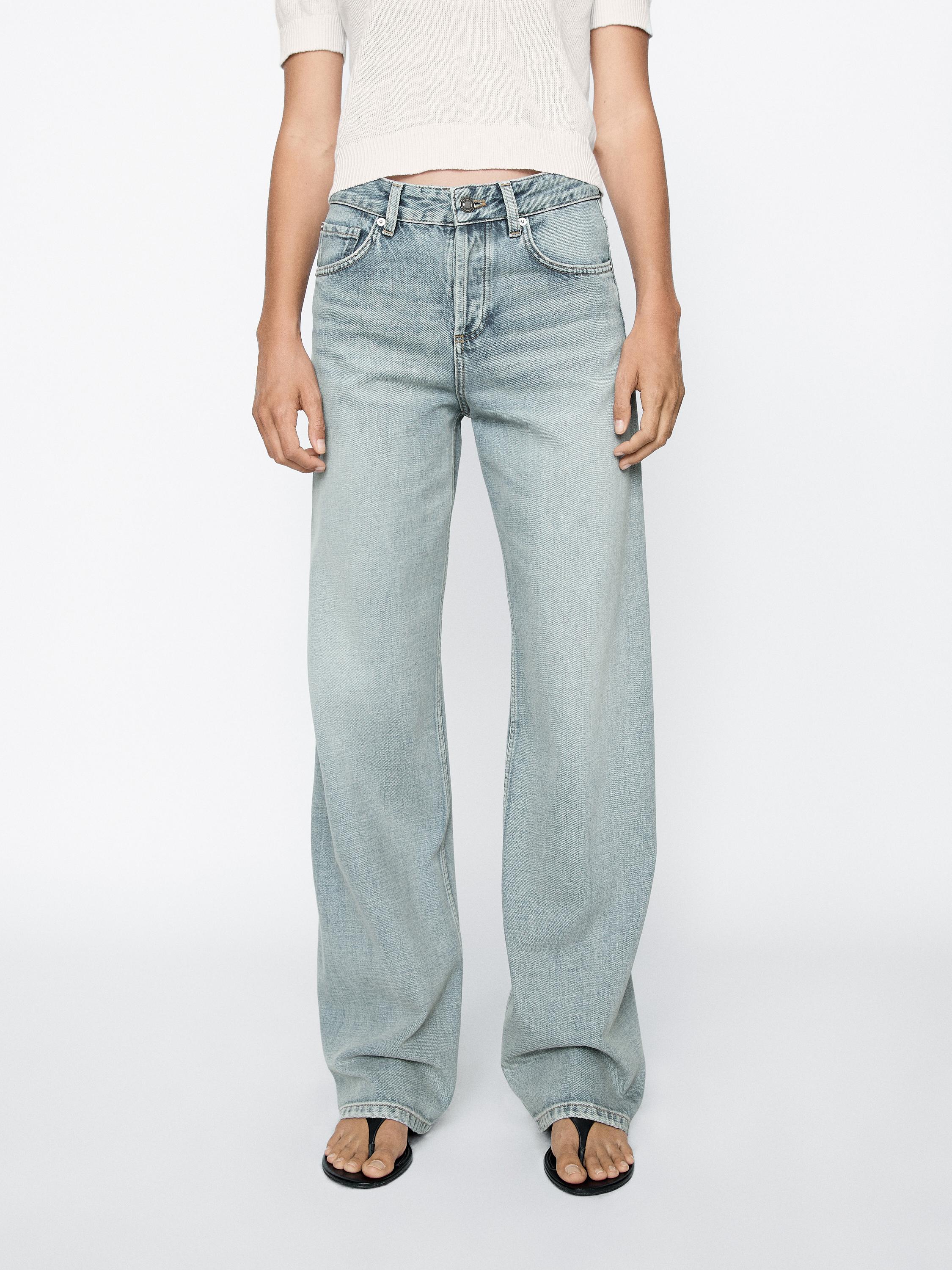 Mid-rise wide-leg cotton jeans