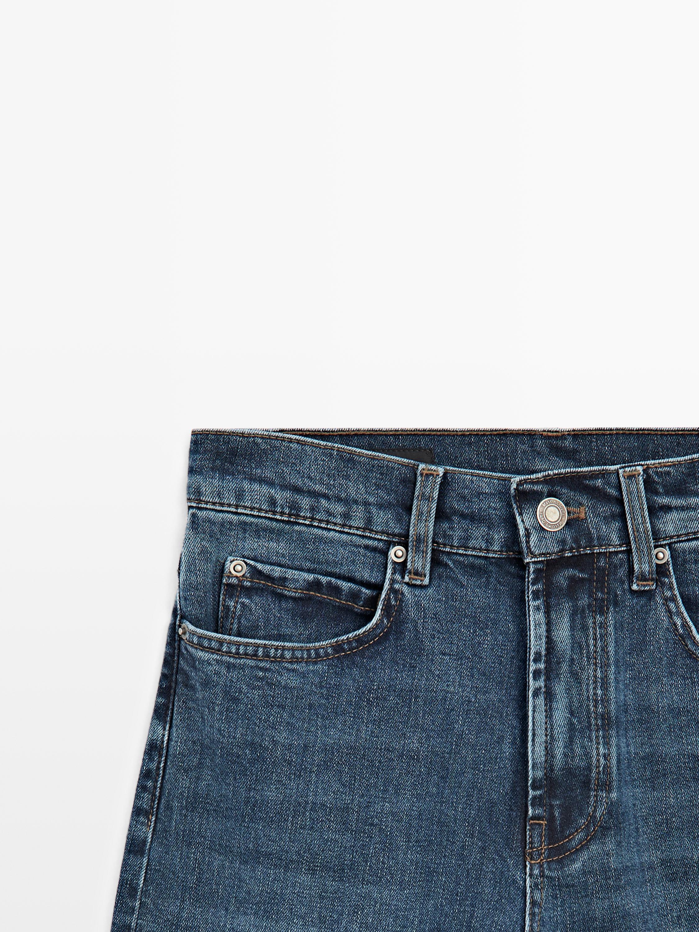 Mid-rise straight-leg jeans — MEDIUM BLUE