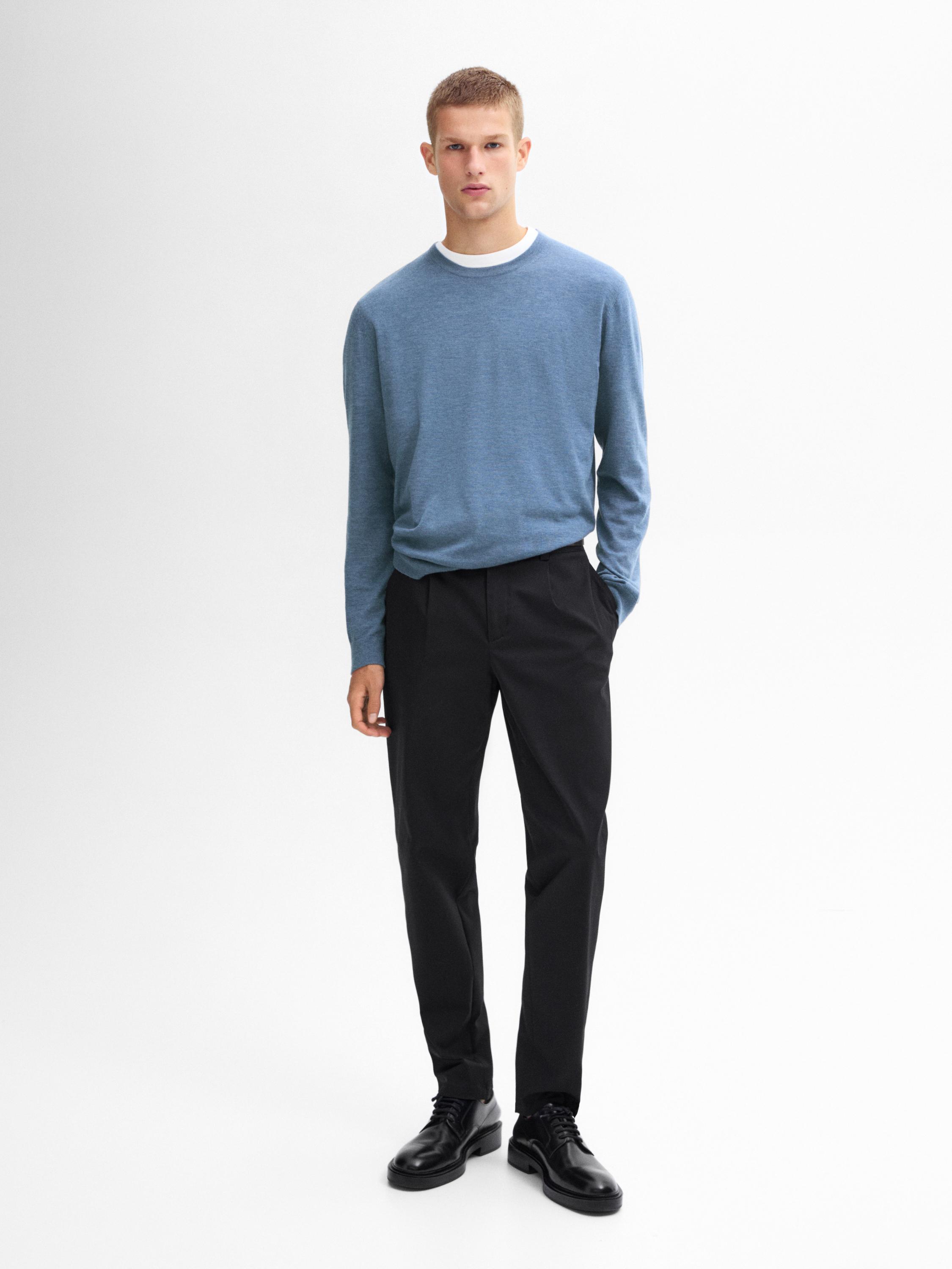 Wool blend crew neck sweater