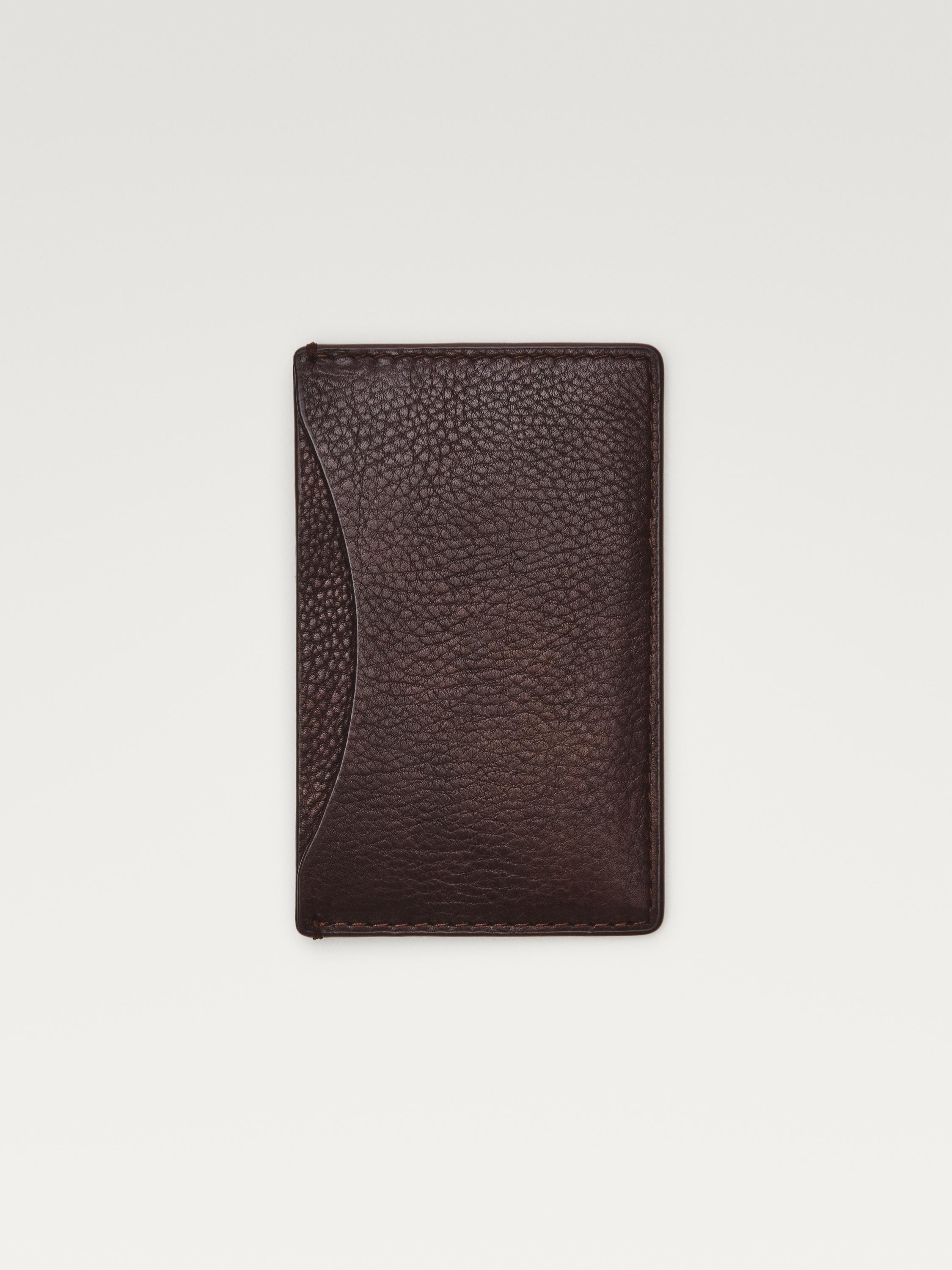 Nappa leather card holder — BROWN