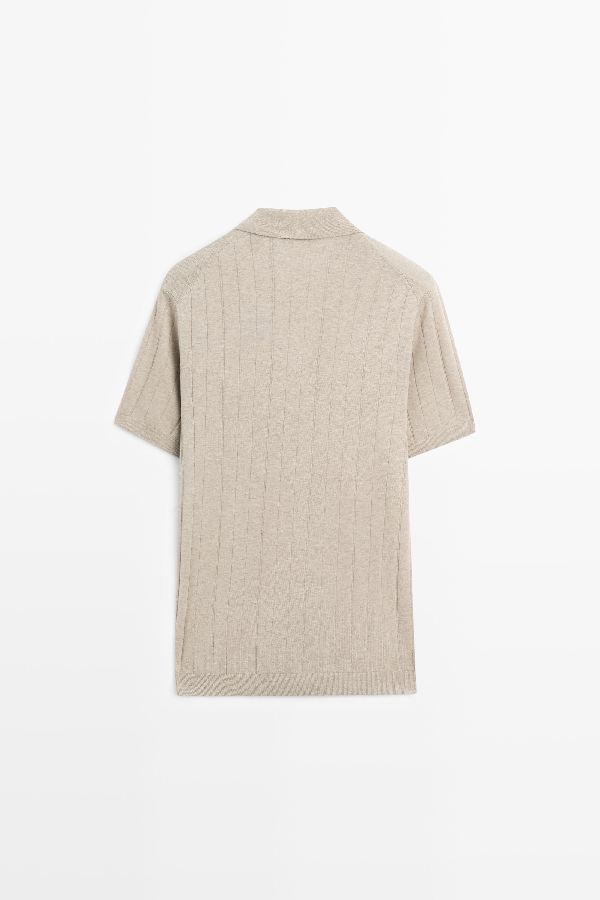 Knit cotton blend polo shirt with short sleeves — Washed