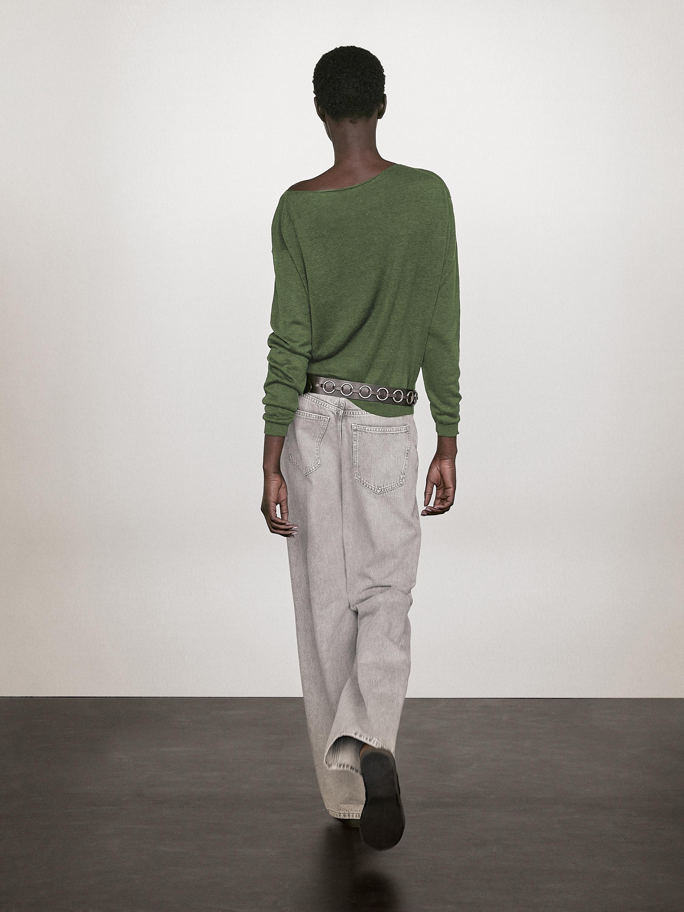 100% linen boat neck sweater