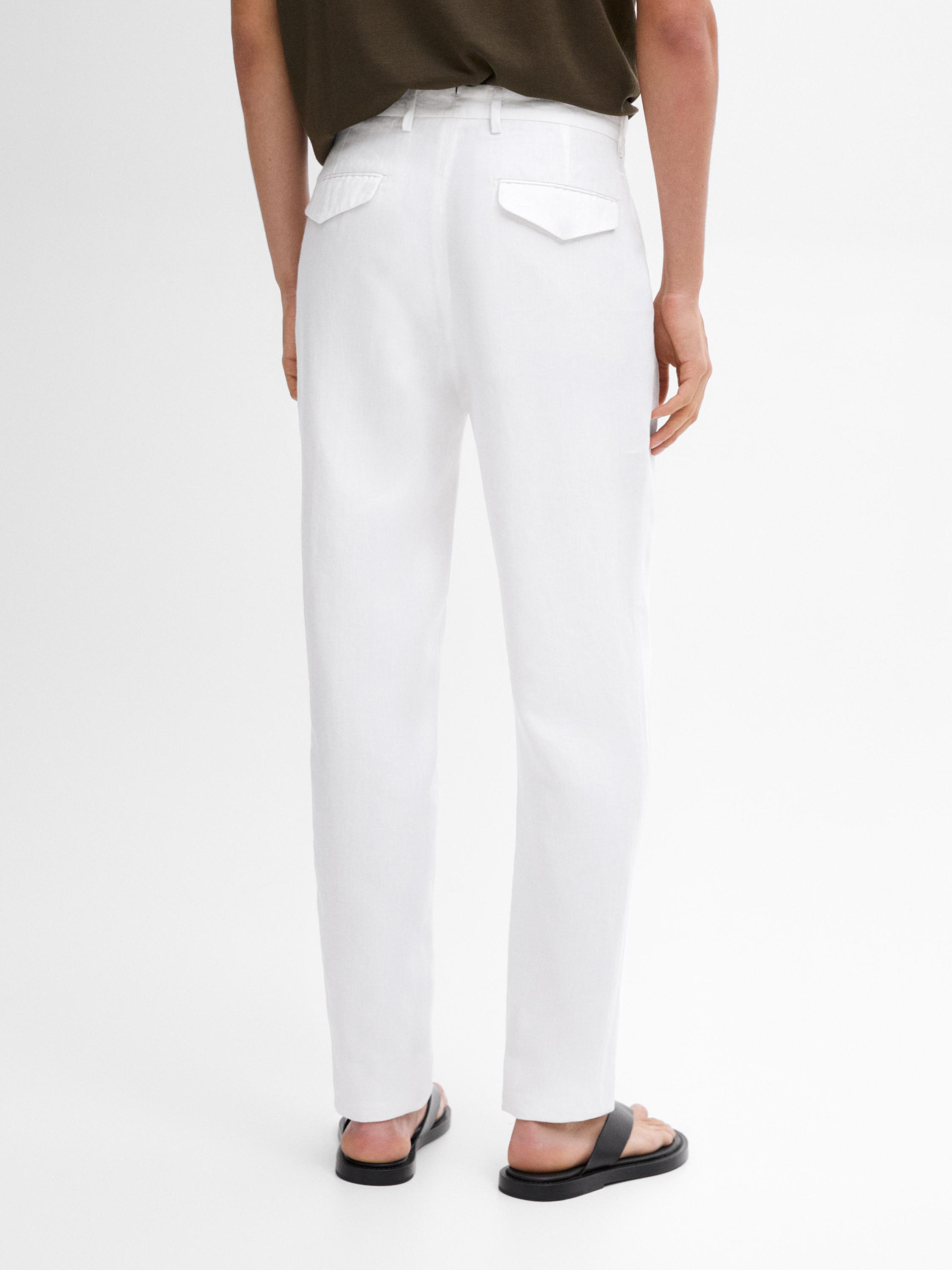 100% linen tapered fit trousers