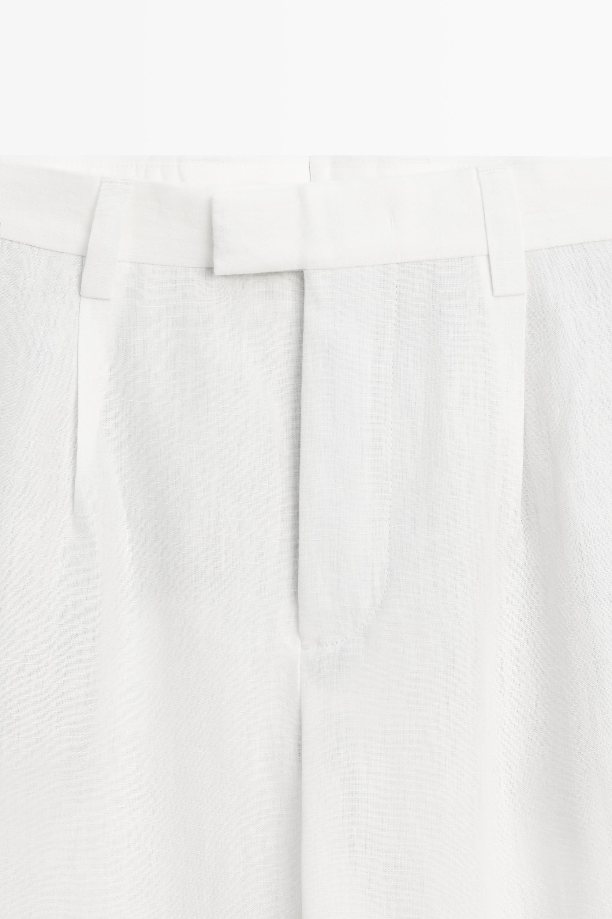 Darted 100% linen trousers — Off white