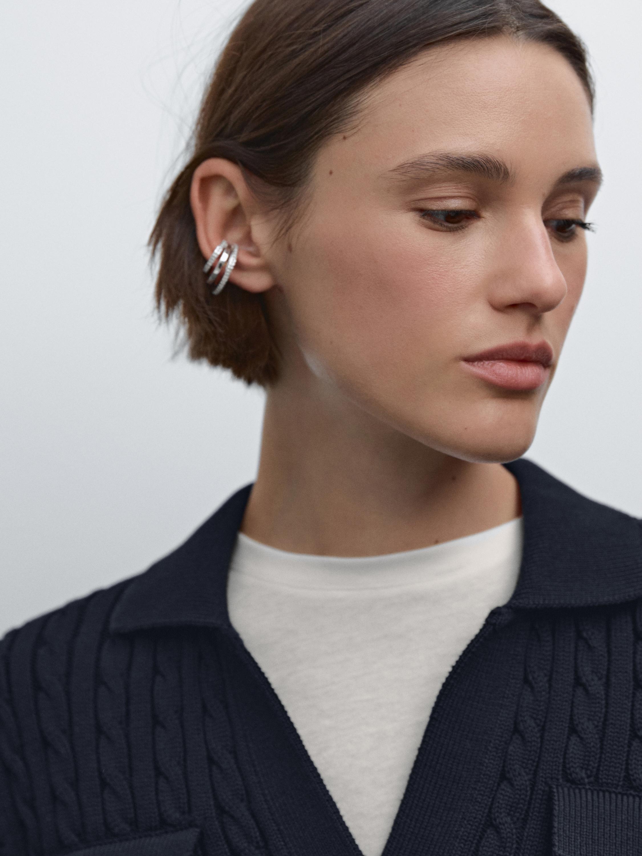 Jersey punto trenzado cuello polo algodón