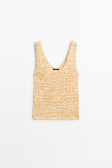 Round neck knit top — YELLOW 2