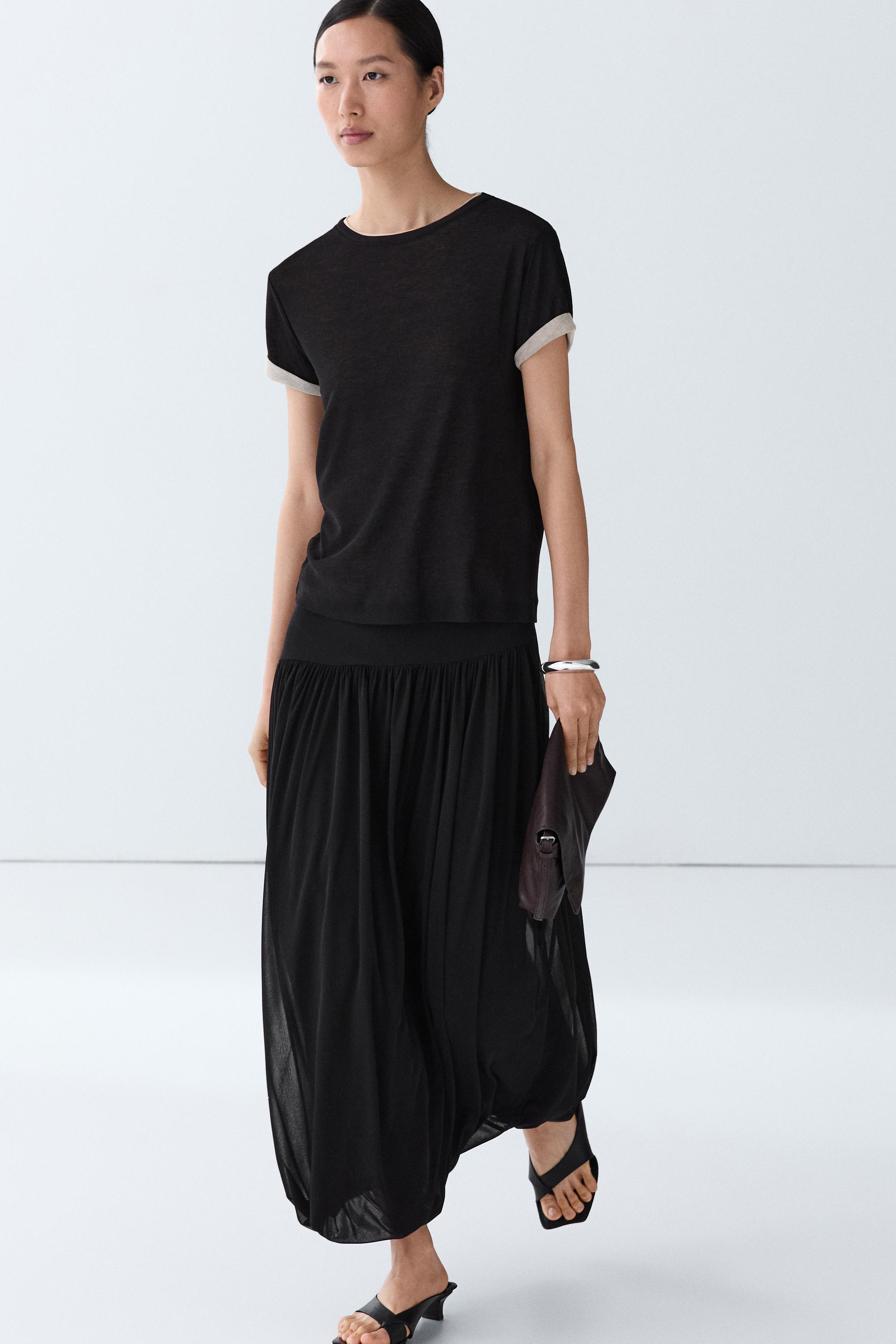 Double-layer short sleeve T-shirt — BLACK