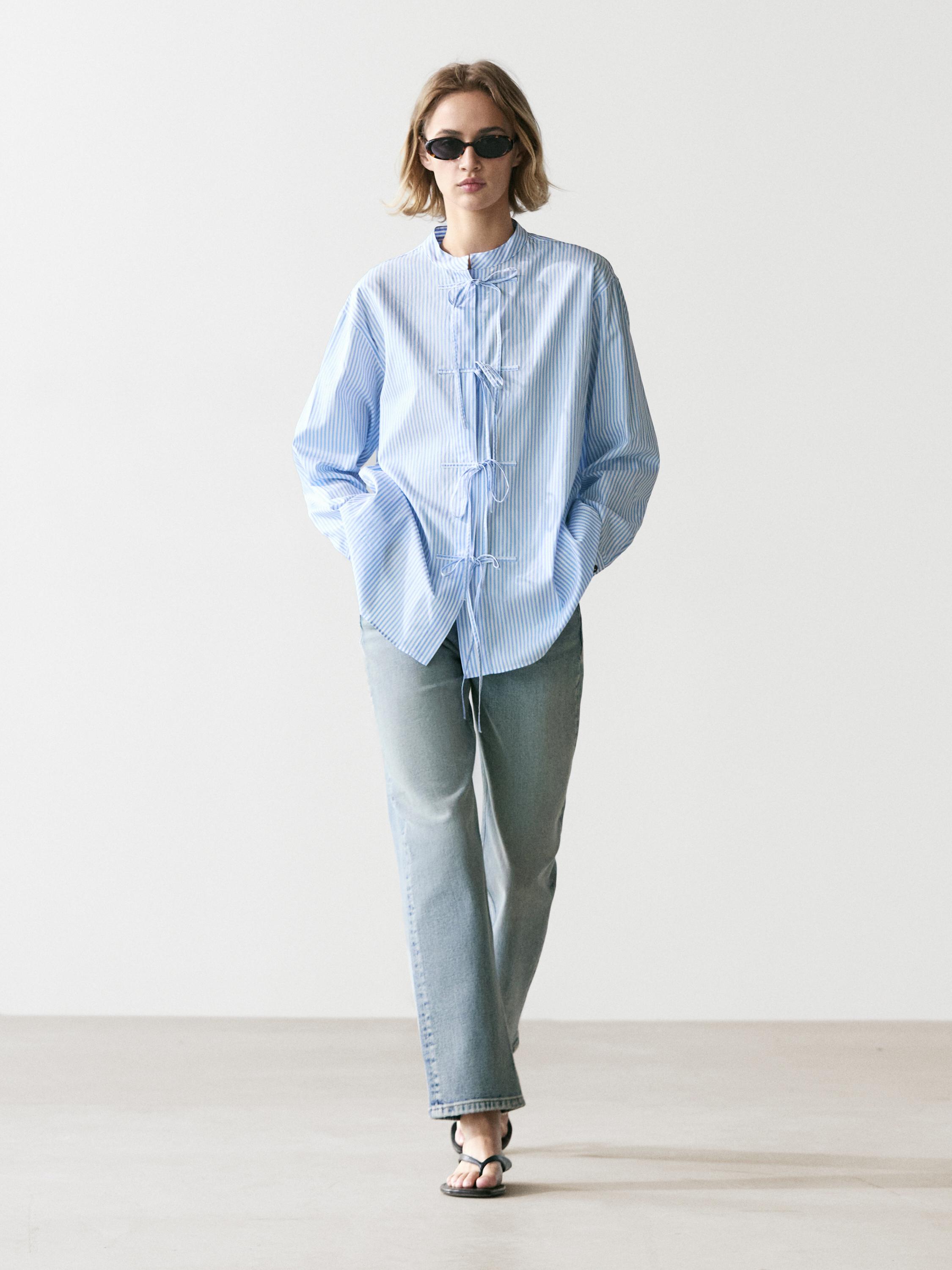100% cotton striped shirt — SKY BLUE