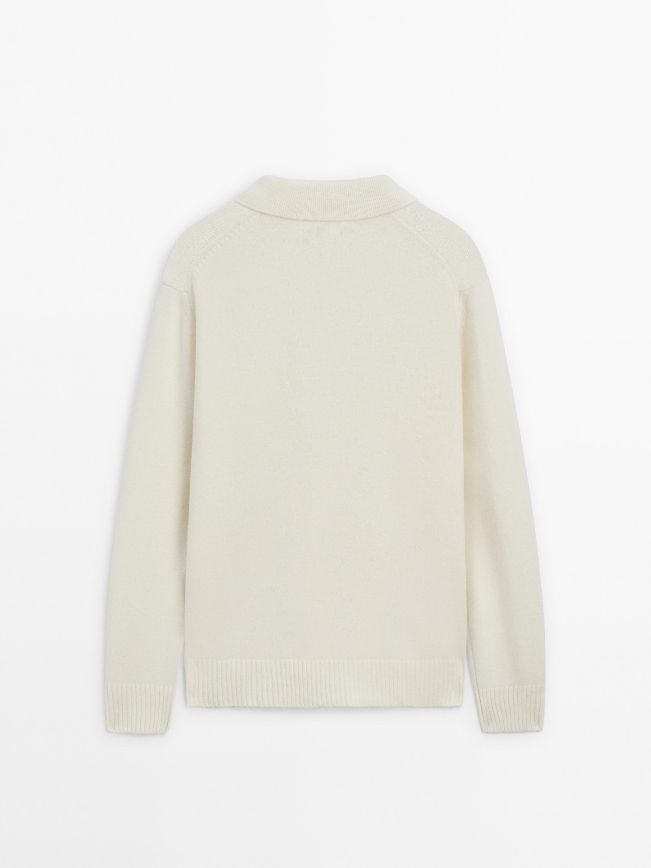 100% wool knit polo sweater