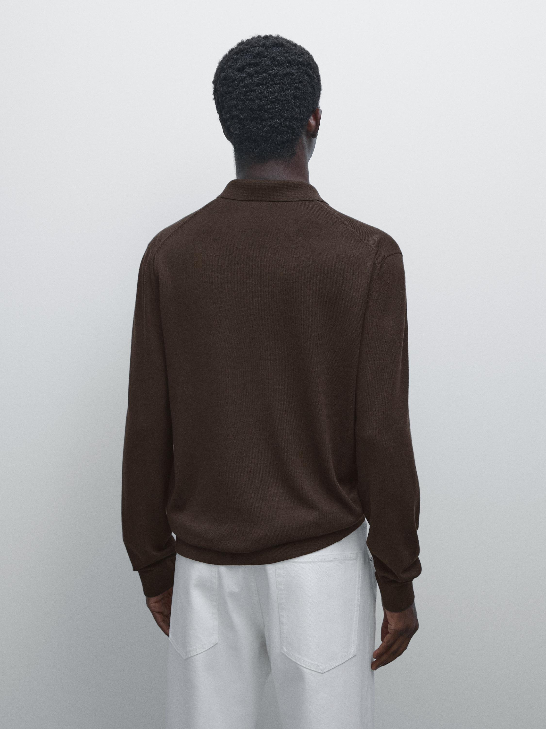 Knit polo sweater with zip