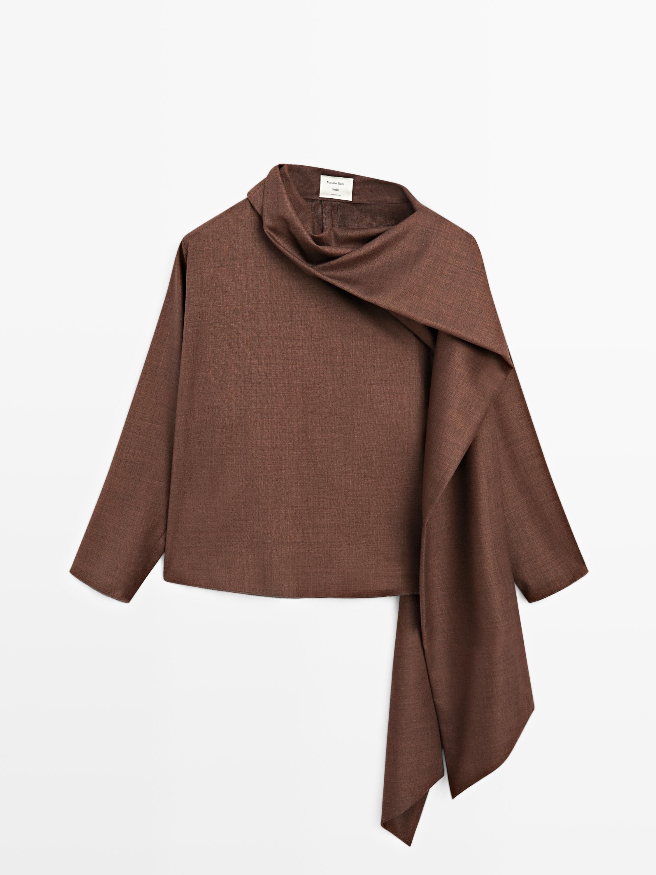 Blusa cuello volumen 100% lana - STUDIO