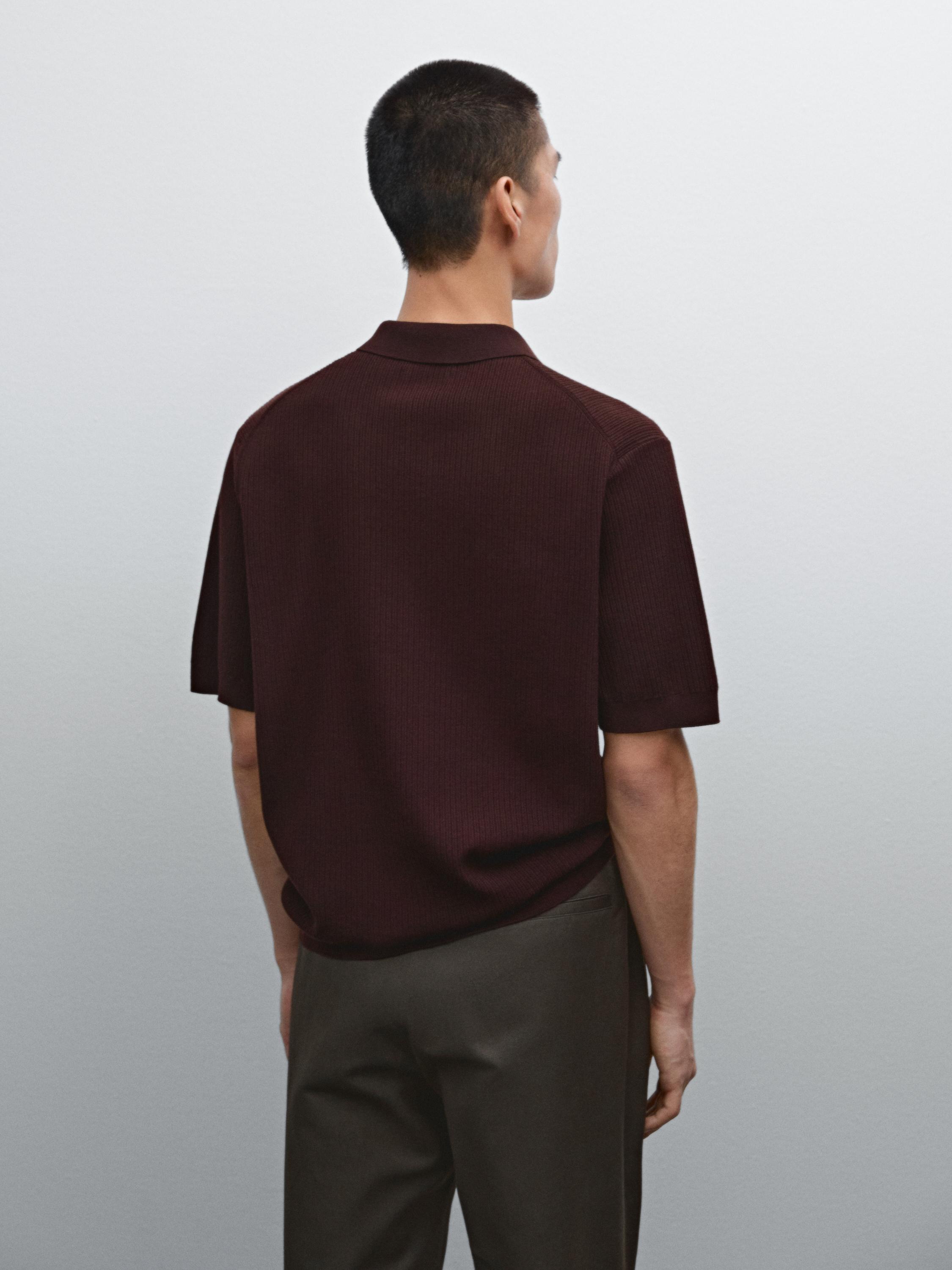 100% cotton ribbed knit polo shirt