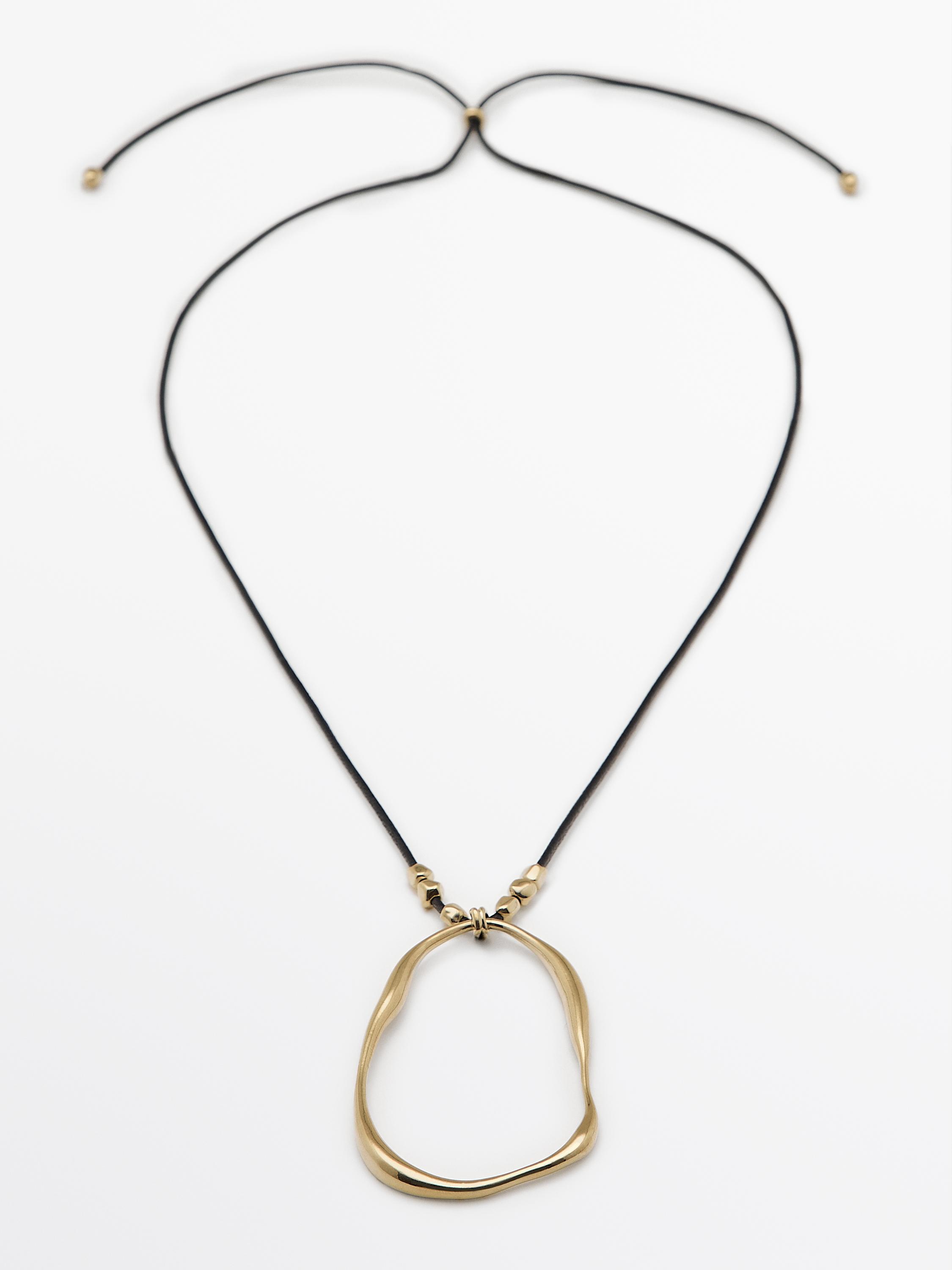 Leather cord necklace with asymmetric piece