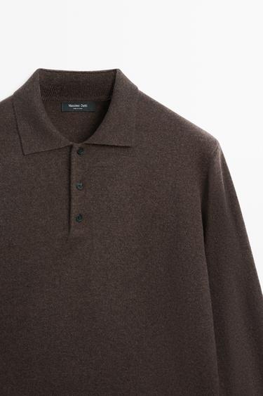 Wool blend polo sweater — Chocolate 4
