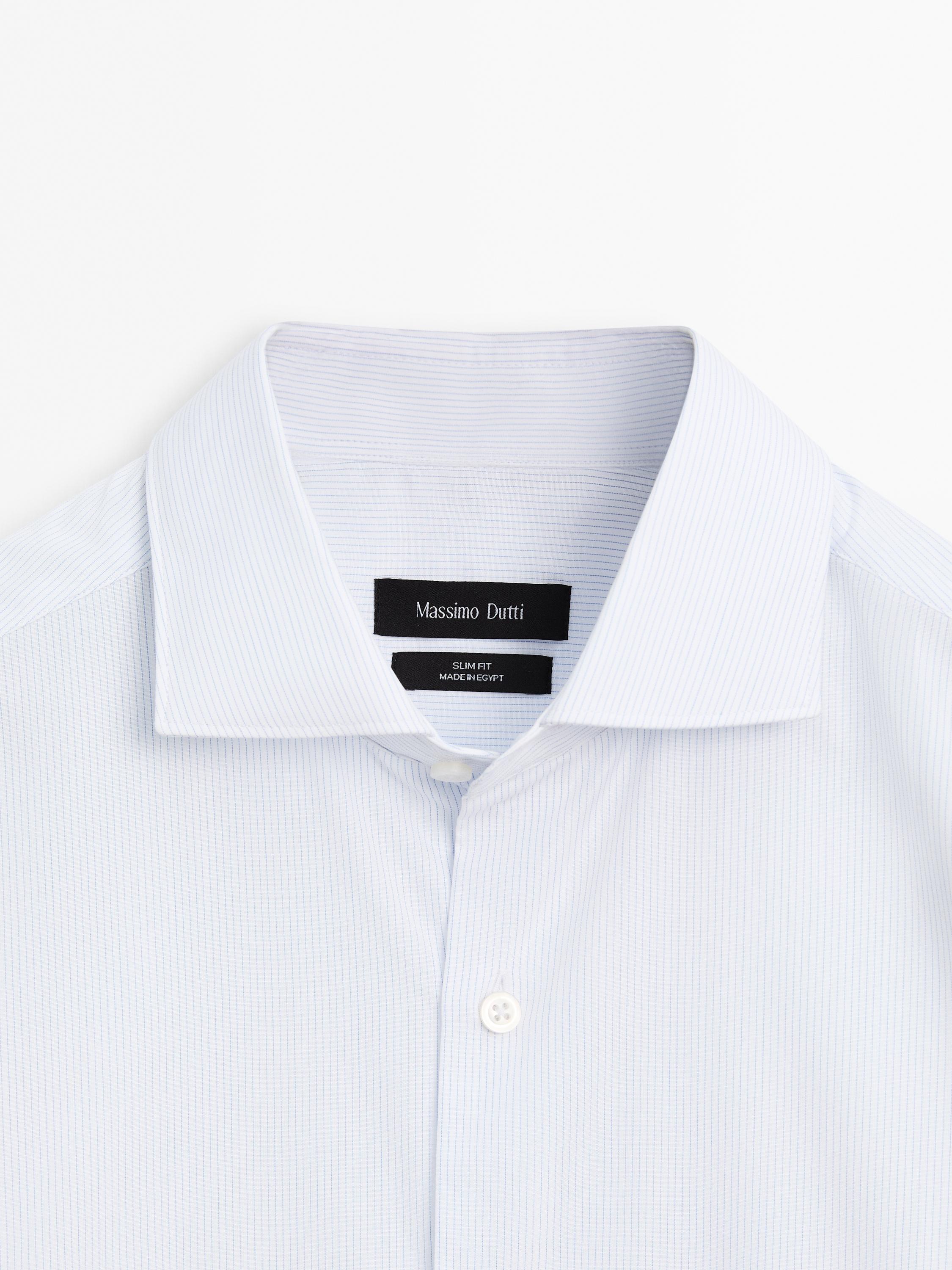 Slim fit striped 100% cotton shirt
