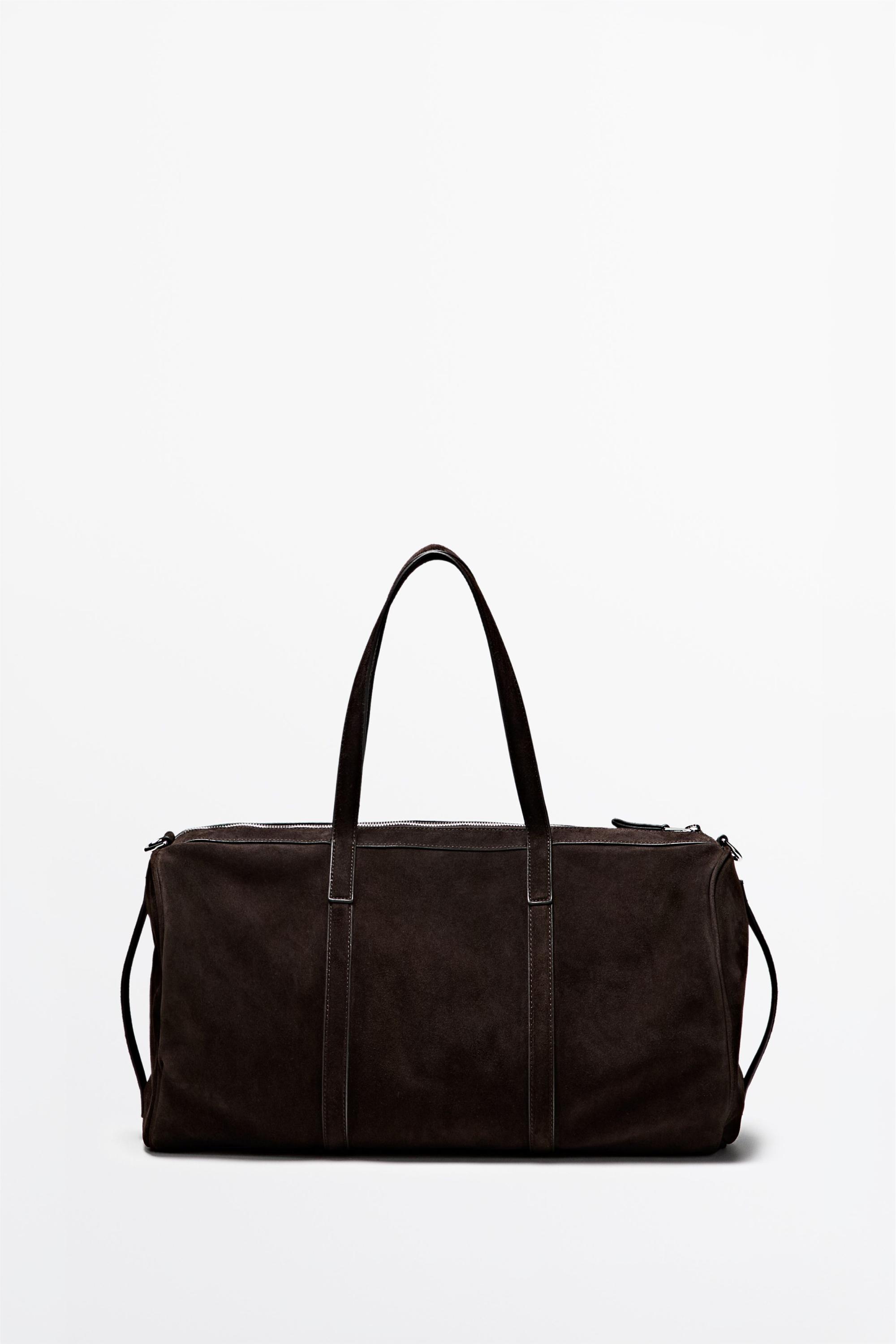 Suede leather travel bag — BROWN
