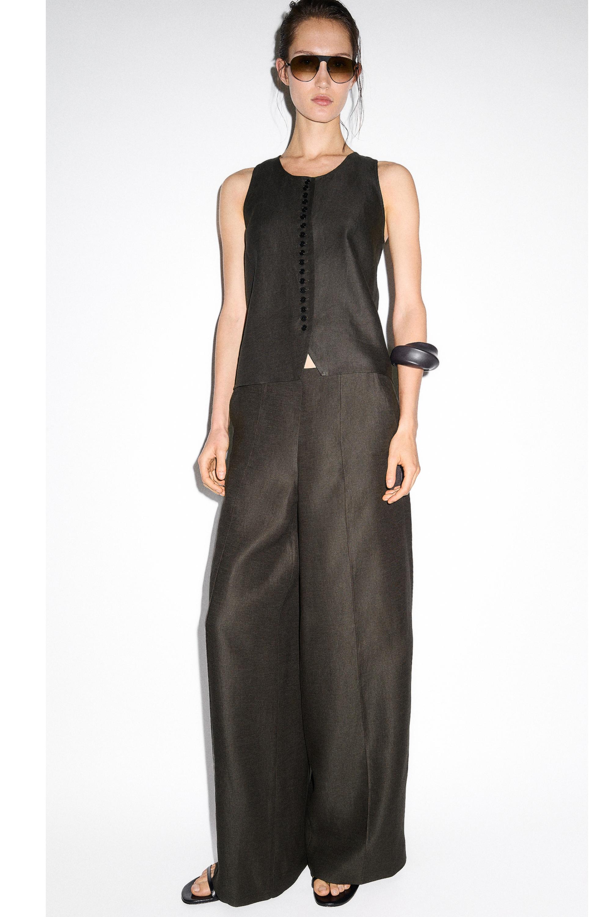 100% linen flowing pants — BROWN MARL