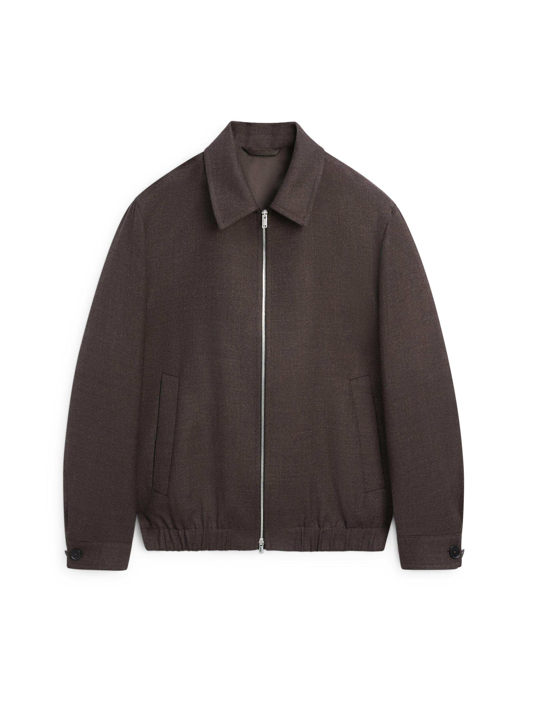 Wool bomber jacket with zip — BROWN