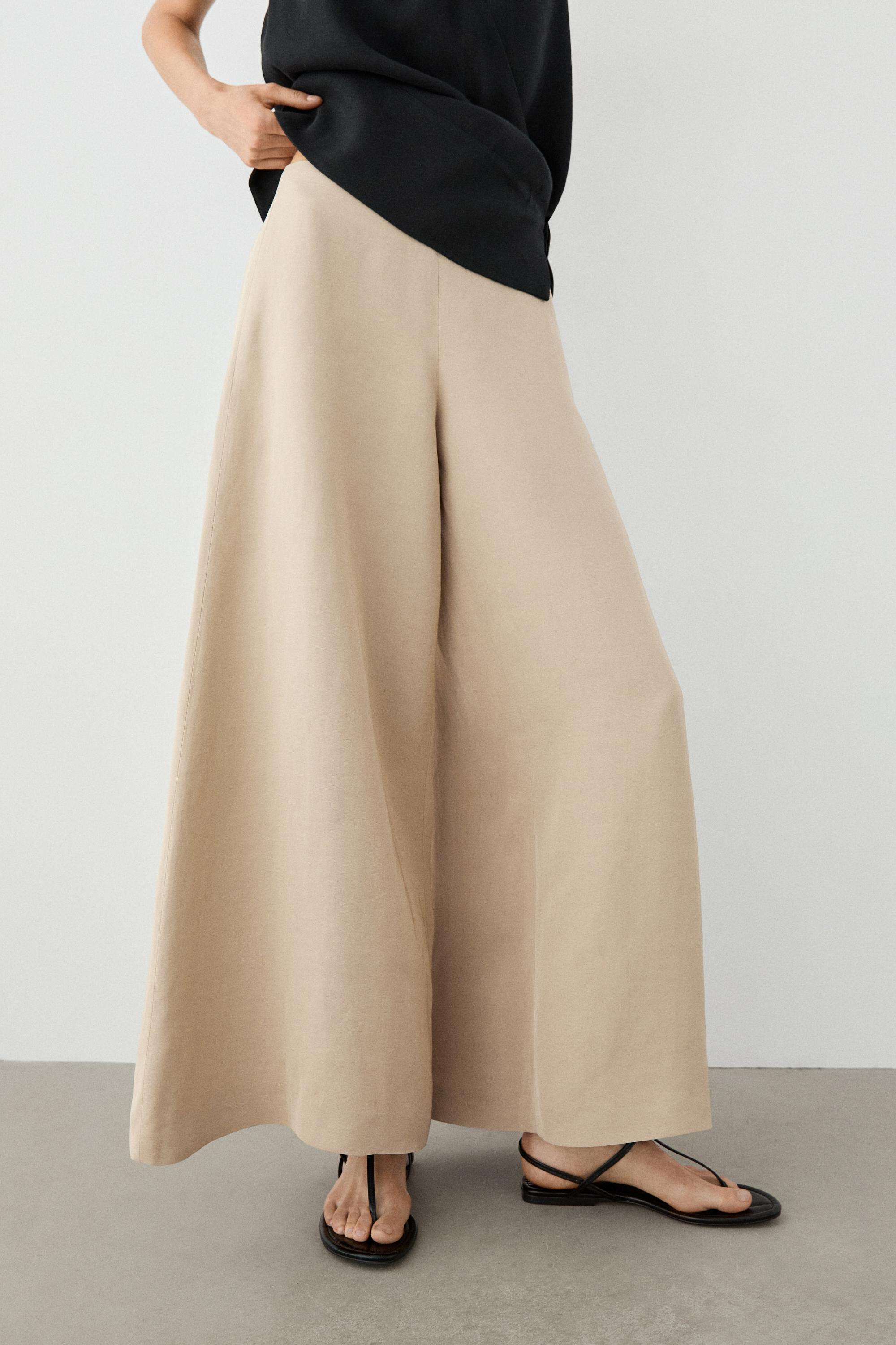 Wide-leg voluminous trousers — BEIGE